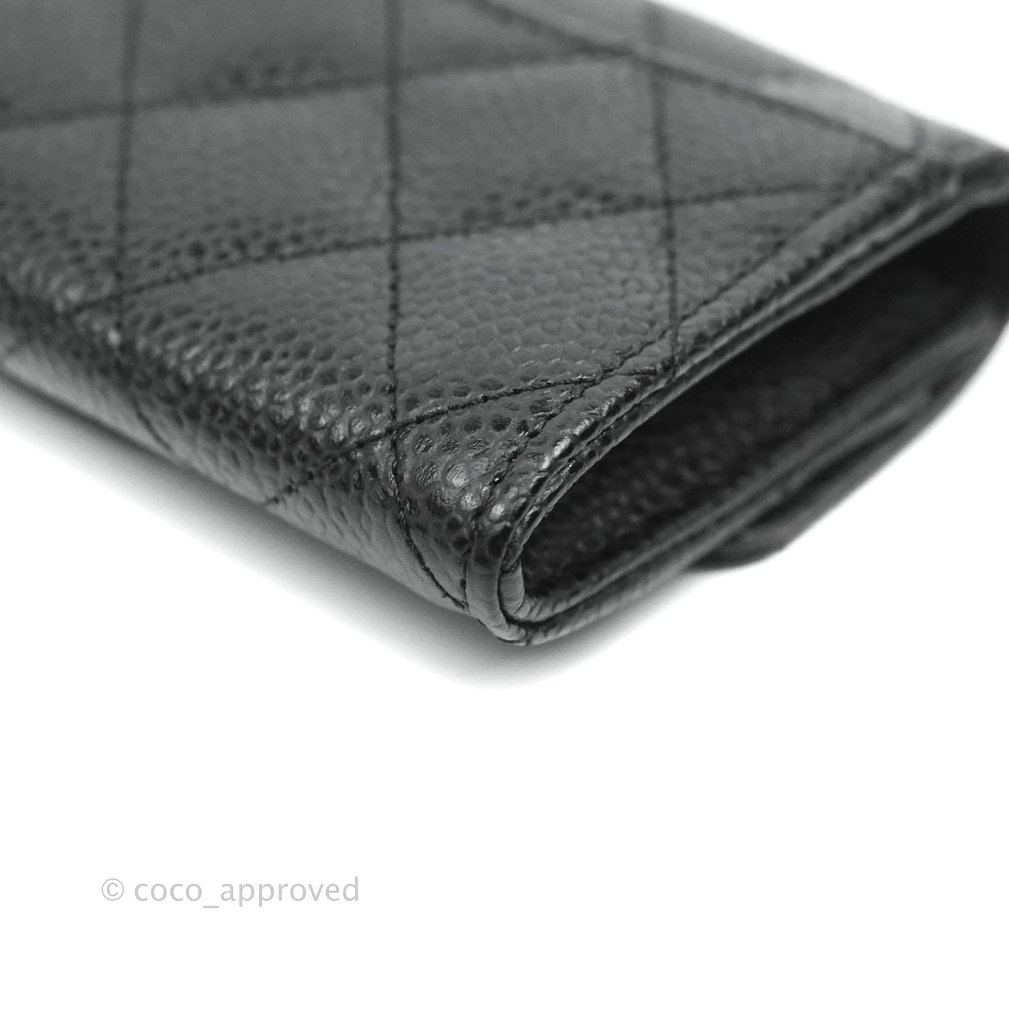 Chanel Quilted Flap Card Holder Black Caviar Silver Hardware