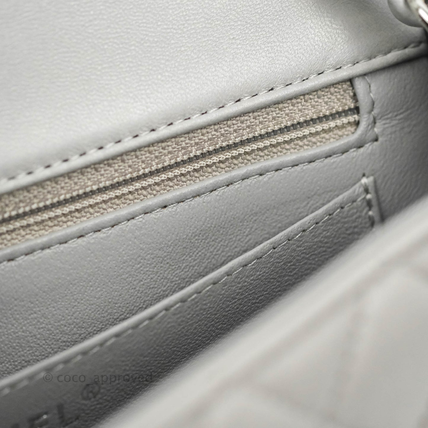 Chanel Quilted Mini Rectangular Grey Lambskin Silver Hardware 21B