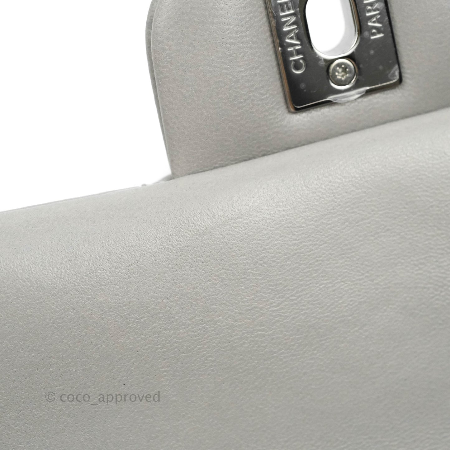 Chanel Quilted Mini Rectangular Grey Lambskin Silver Hardware 21B