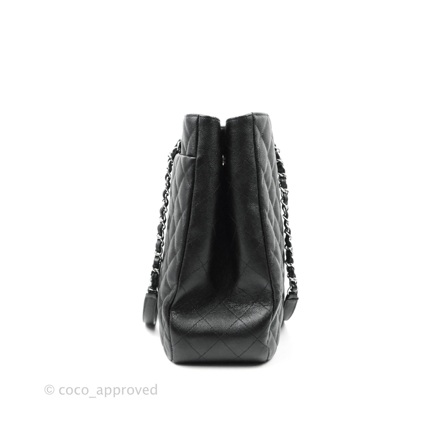 Chanel Classic Quilted Black Caviar Shopping Bag Silver Hardware