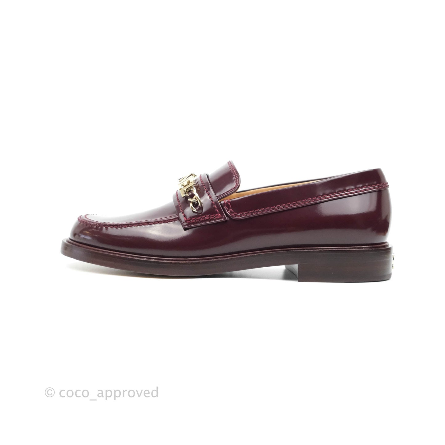Chanel Patent Calfskin Bordeaux Loafers 21S Size 37