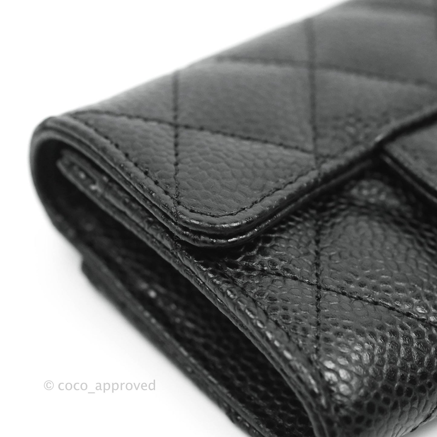 Chanel Quilted Flap Card Holder Black Caviar Silver Hardware
