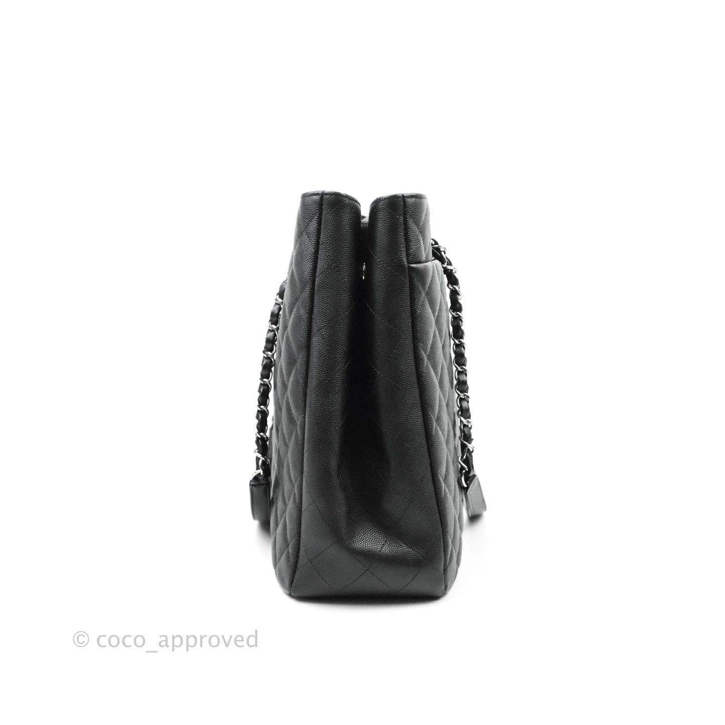 Chanel Classic Quilted Black Caviar Shopping Bag Silver Hardware