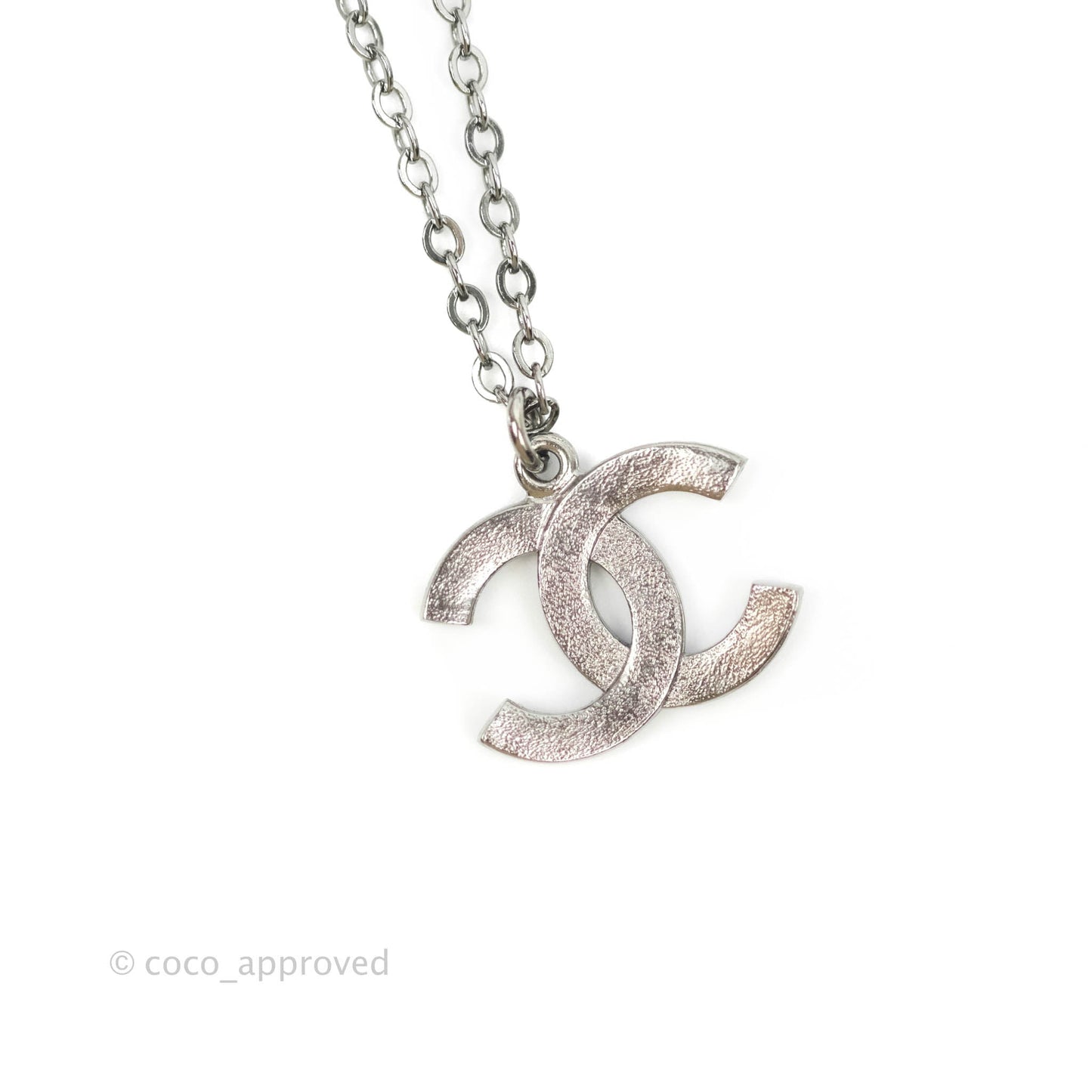 Chanel Crystal CC Necklace Gun Metal 17A