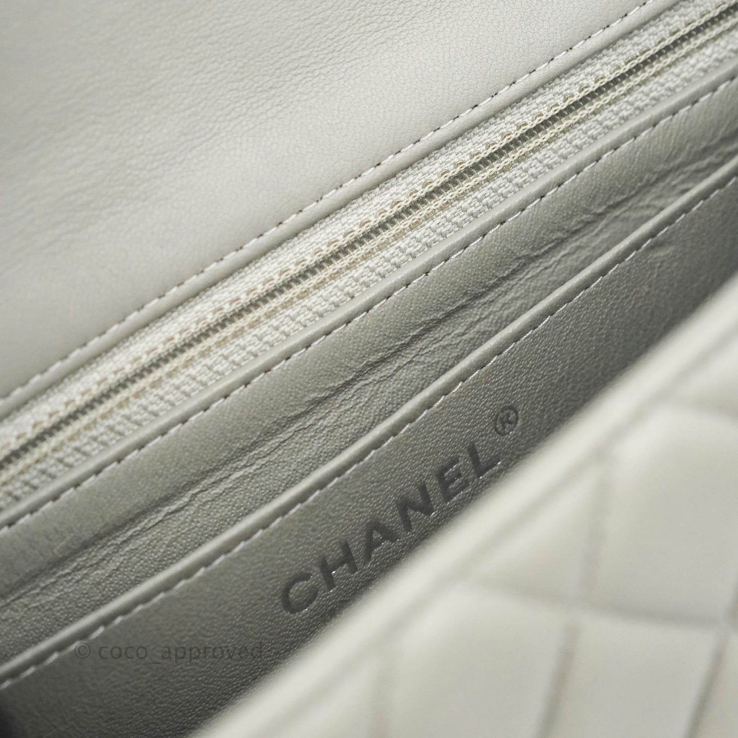 Chanel Quilted Mini Rectangular Grey Lambskin Silver Hardware 19B