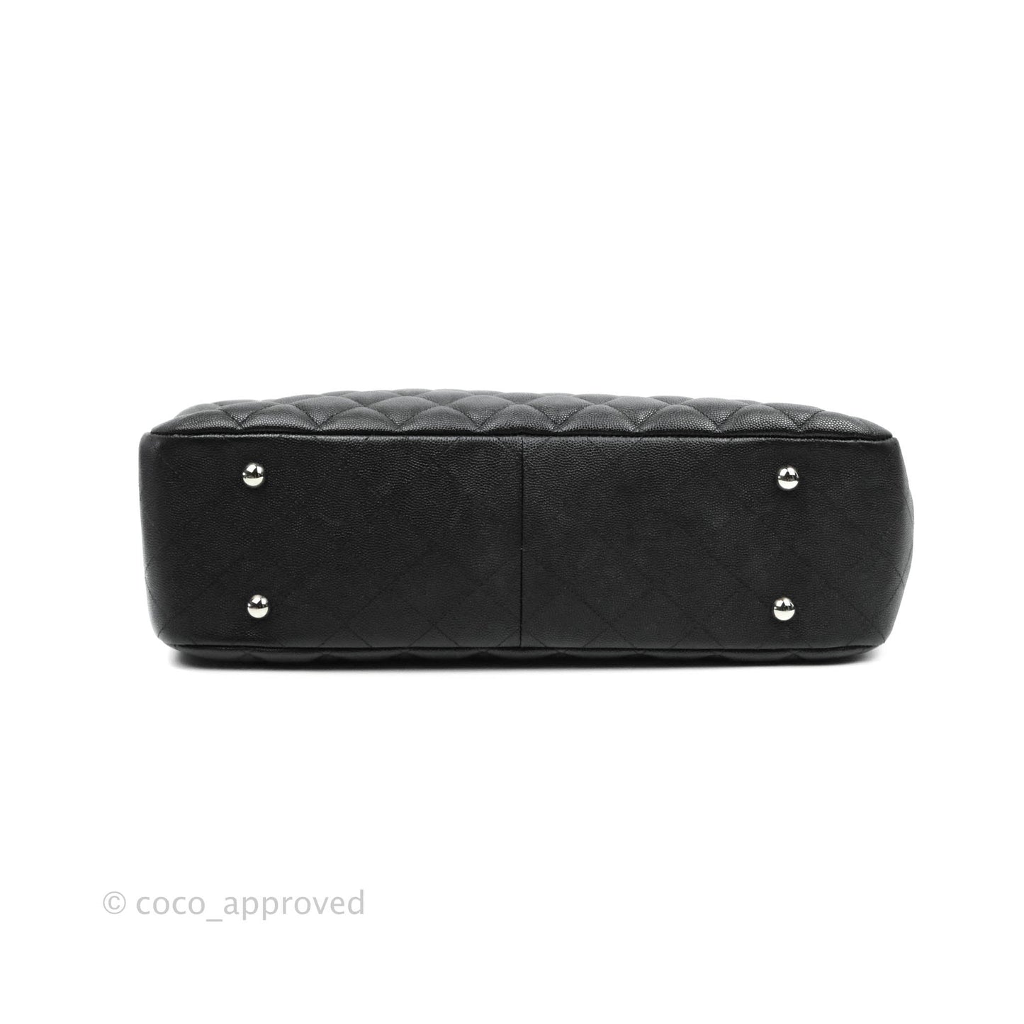 Chanel Classic Quilted Black Caviar Shopping Bag Silver Hardware