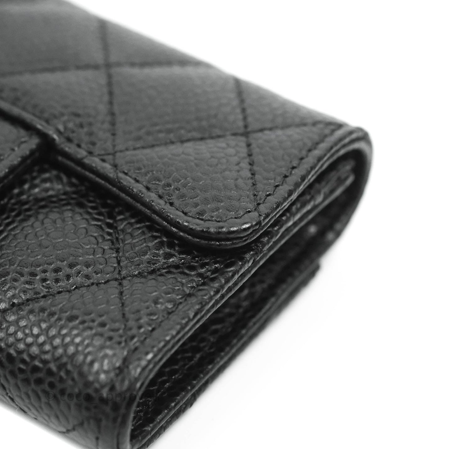 Chanel Quilted Flap Card Holder Black Caviar Silver Hardware
