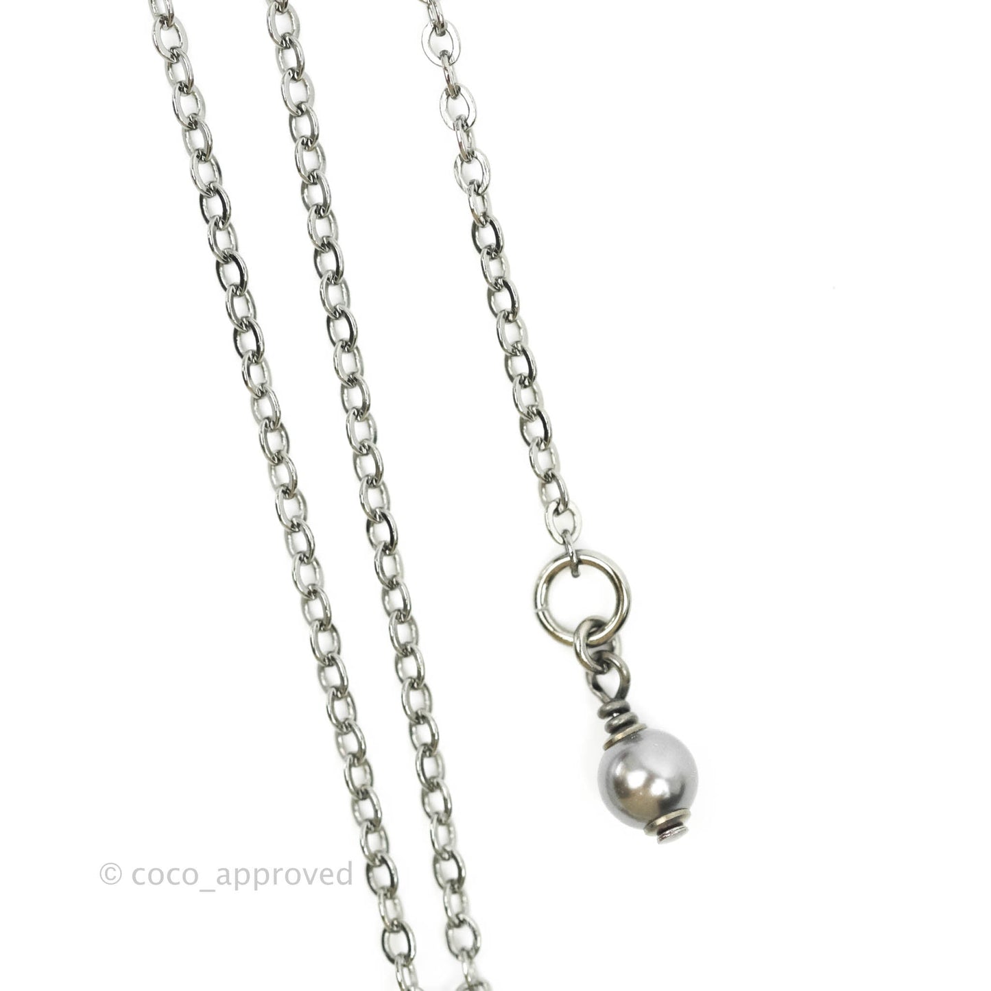 Chanel Crystal CC Necklace Gun Metal 17A