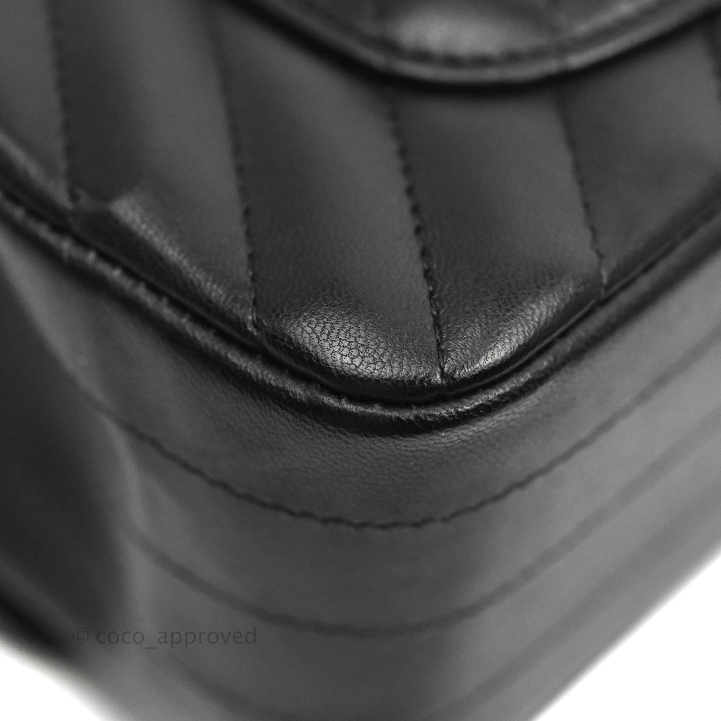 Chanel Chevron Mini Rectangular Flap Black Lambskin Gold Hardware