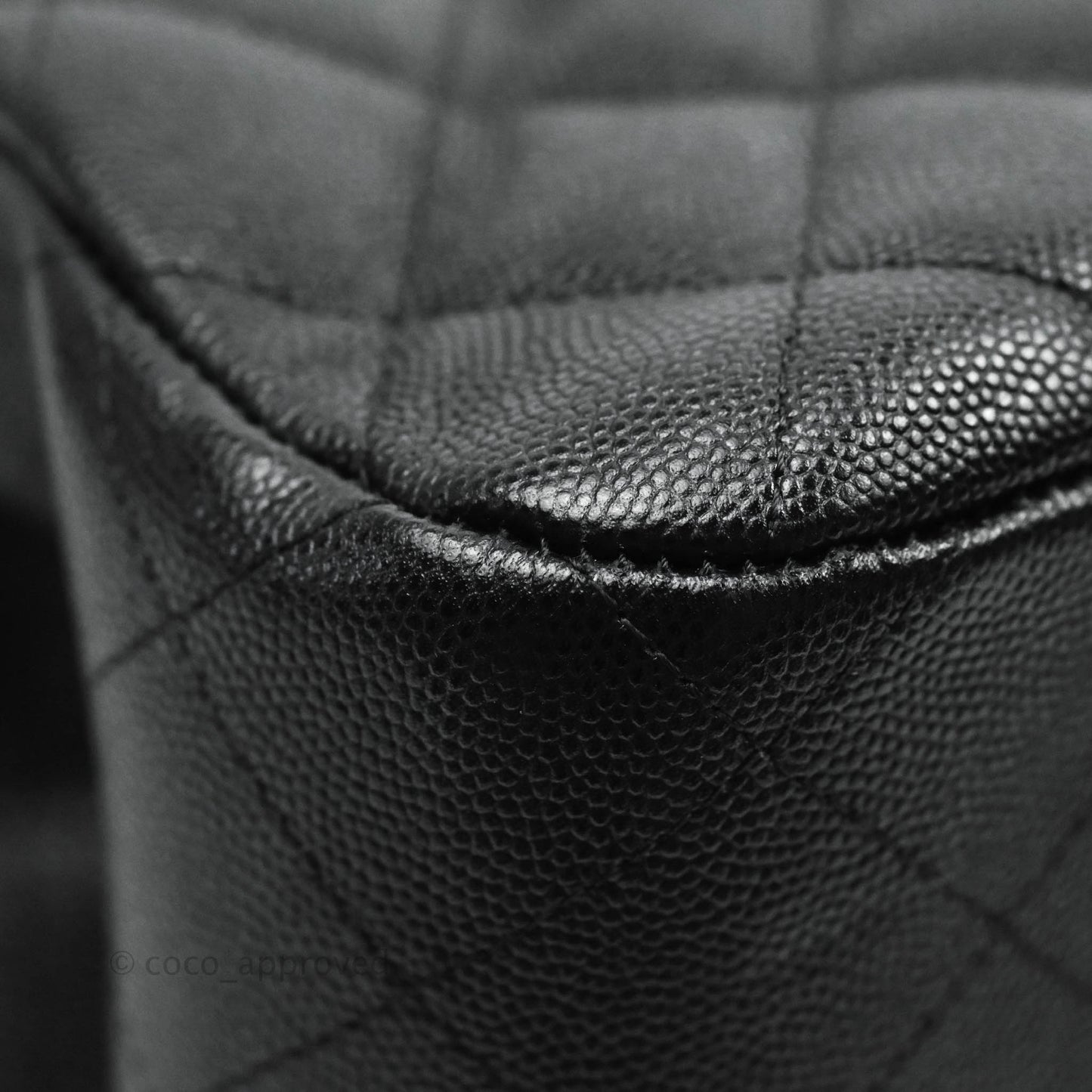 Chanel Classic Quilted Black Caviar Shopping Bag Silver Hardware