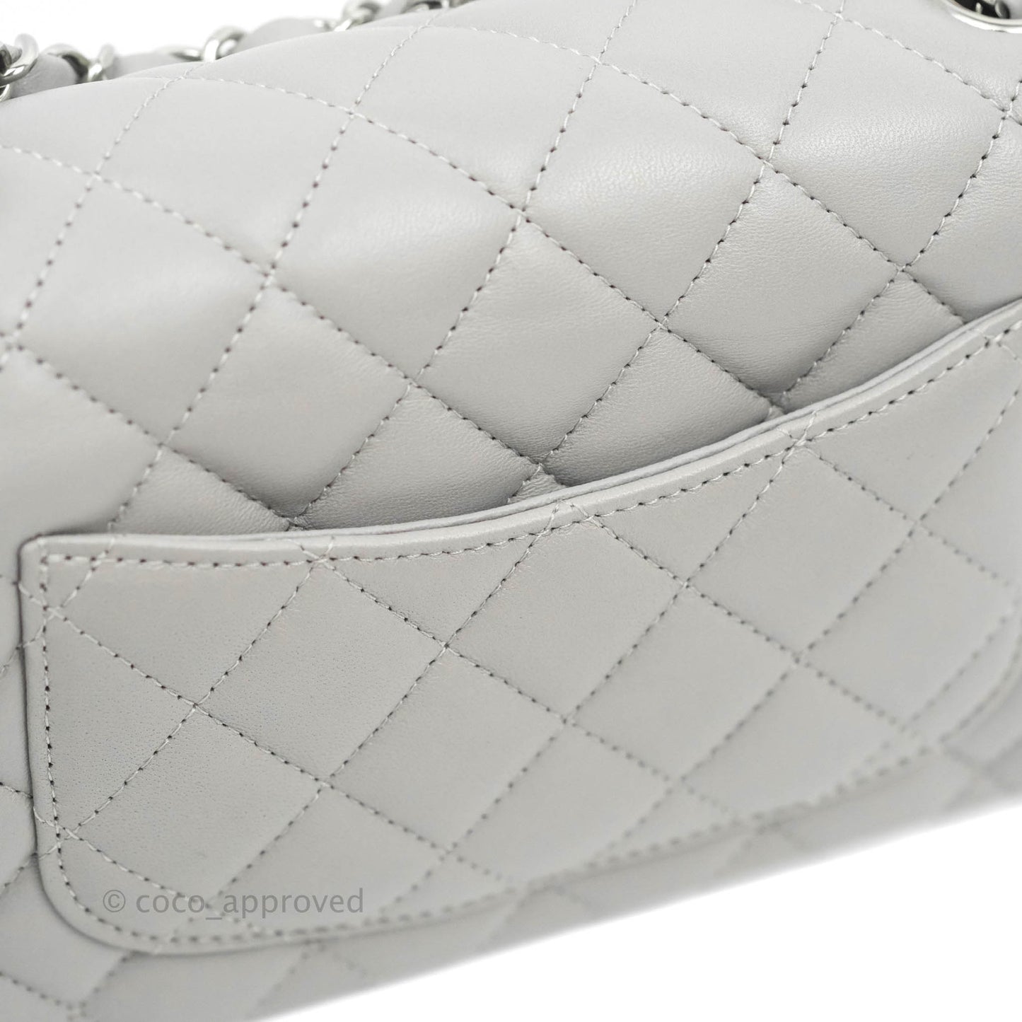 Chanel Quilted Mini Rectangular Grey Lambskin Silver Hardware 21B