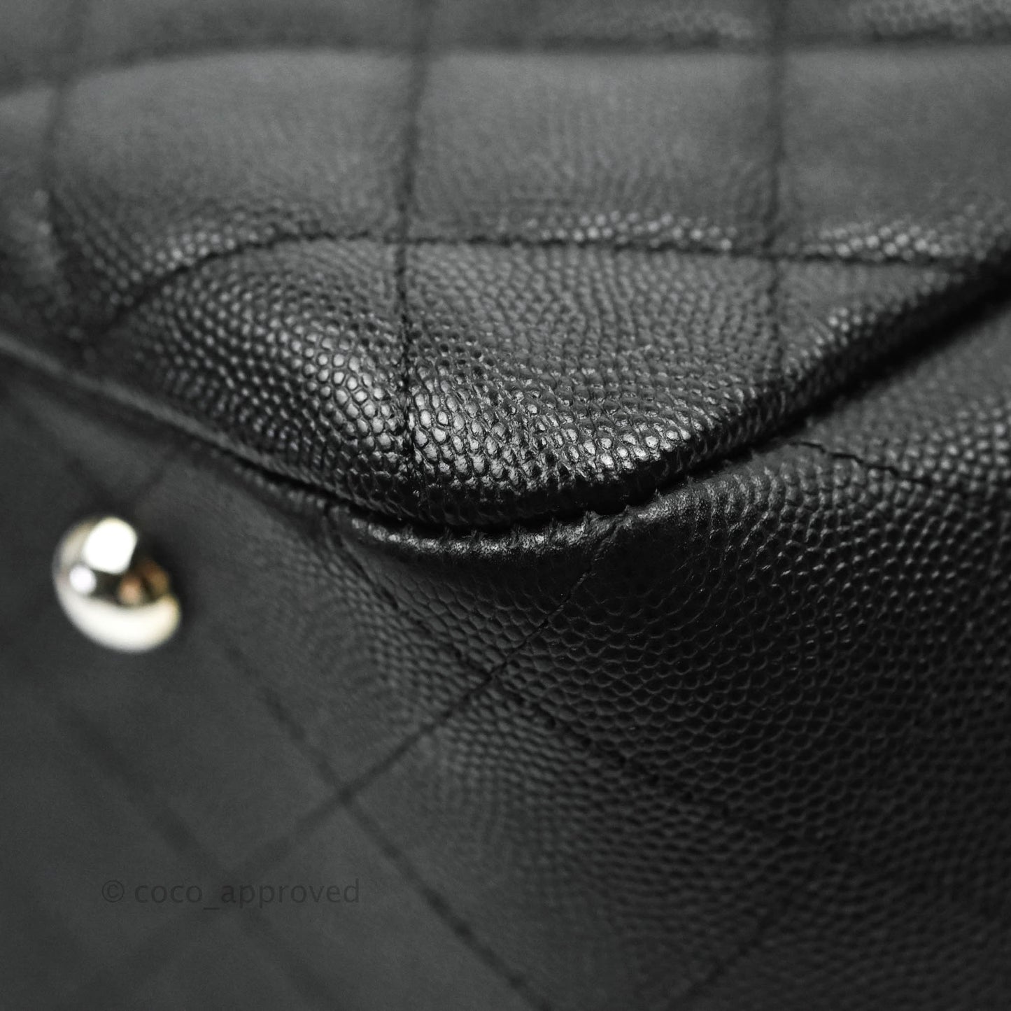 Chanel Classic Quilted Black Caviar Shopping Bag Silver Hardware
