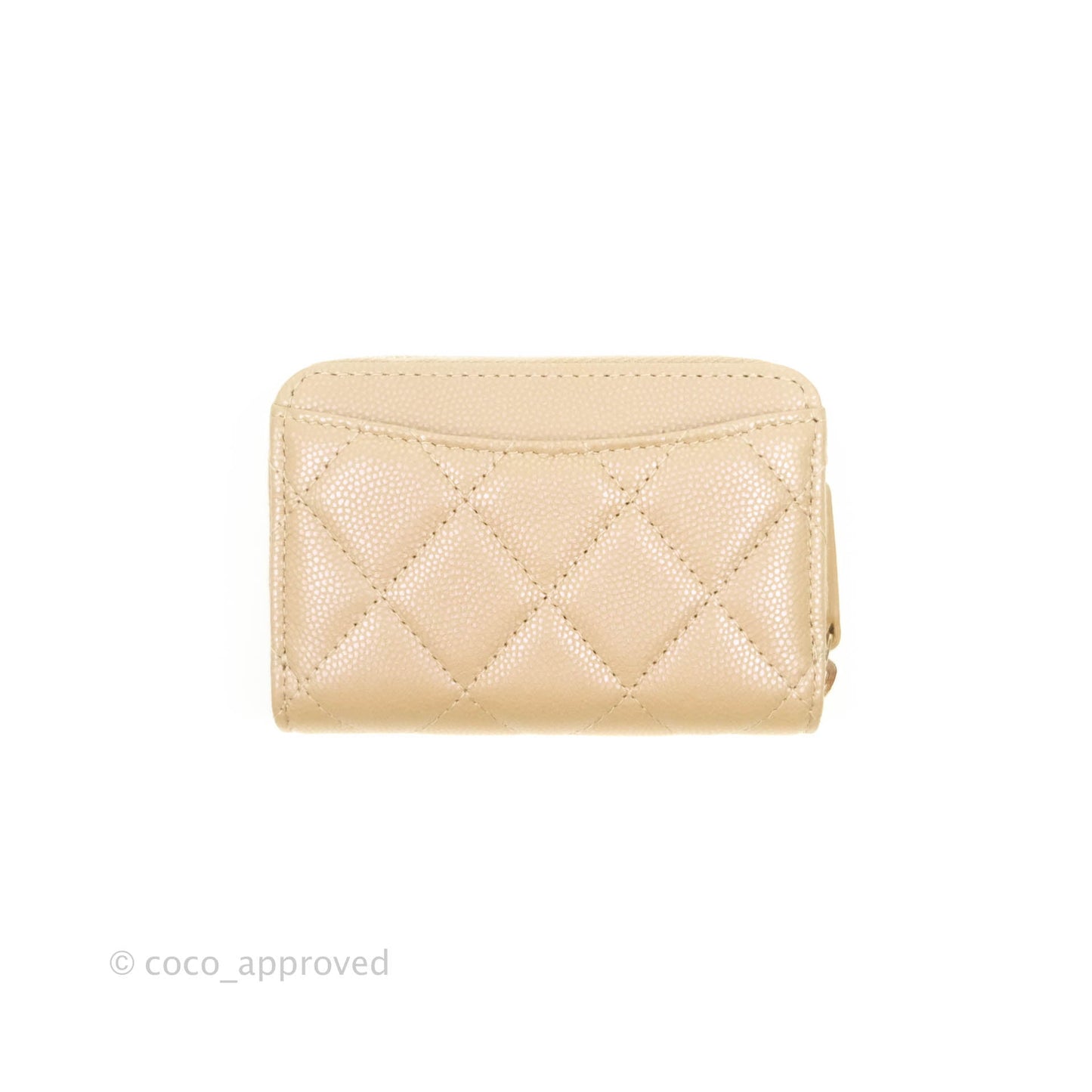 Chanel Classic Zipped Coin Purse Iridescent Beige Caviar Gold Hardware 21S