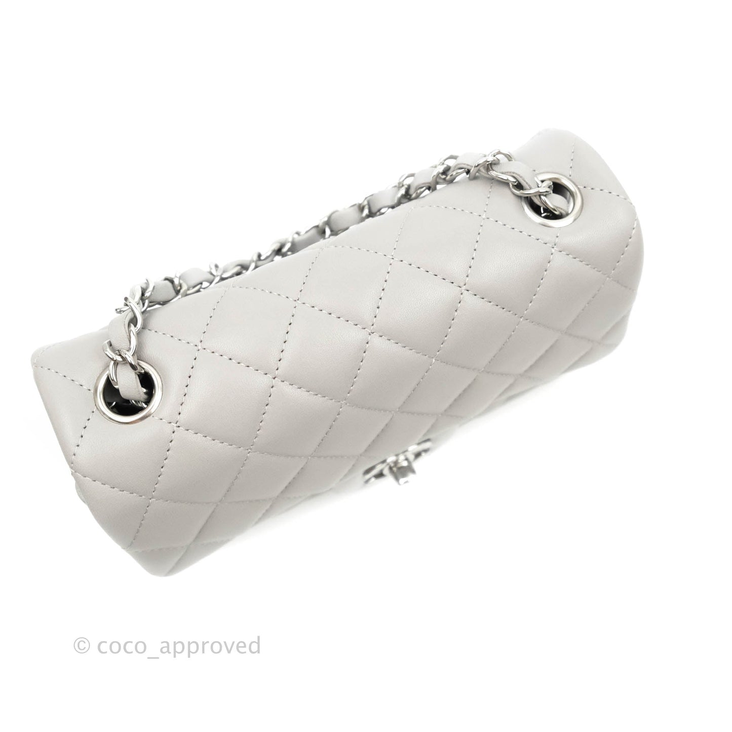 Chanel Quilted Mini Rectangular Grey Lambskin Silver Hardware 21B