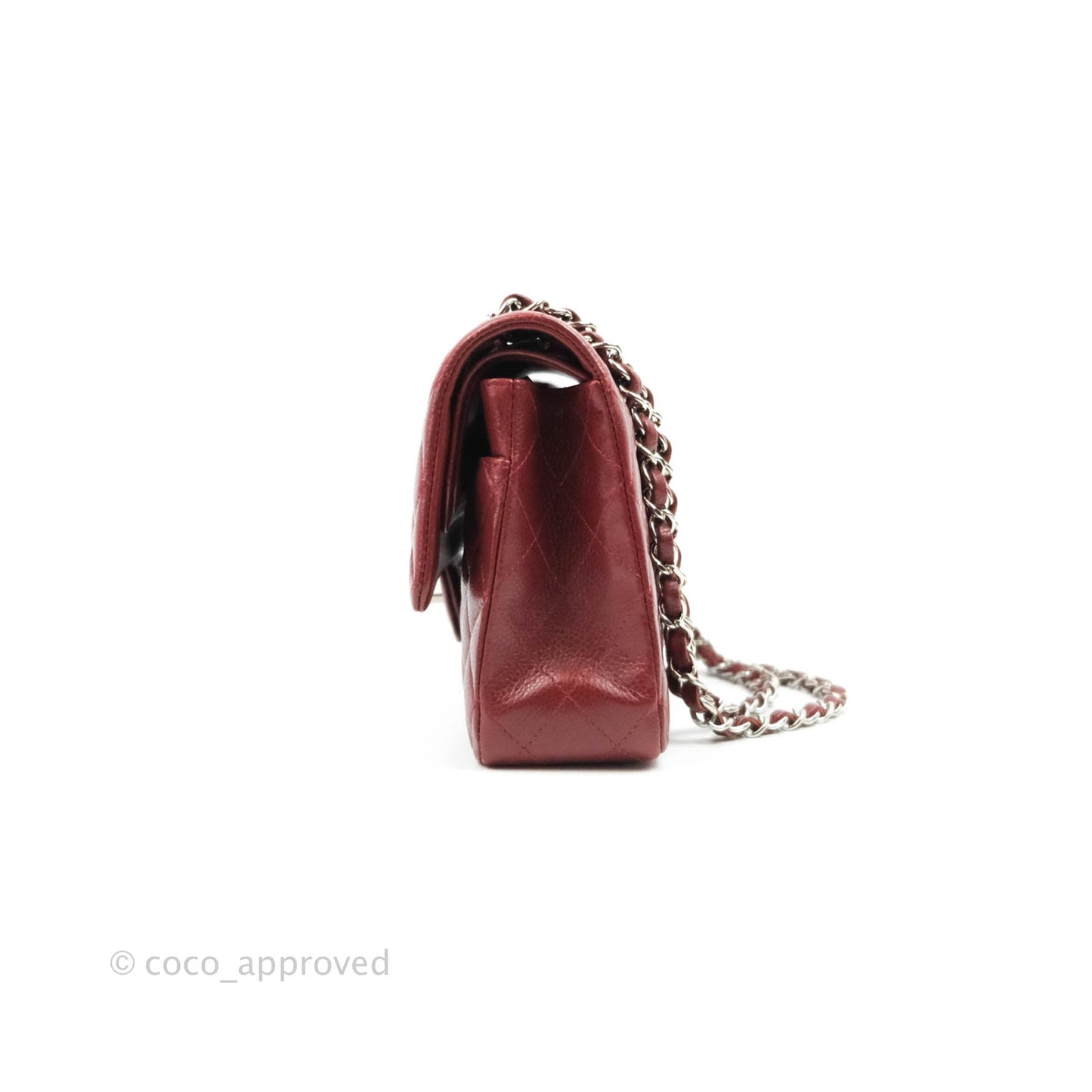 Chanel Classic M/L Medium Double Flap Red Caviar Silver Hardware