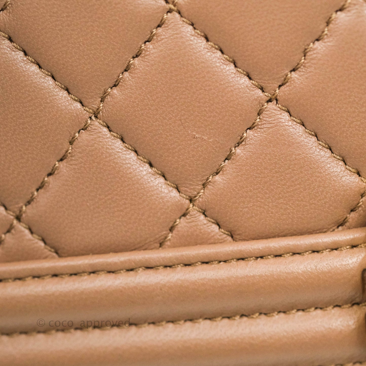 Chanel Old Medium Boy Bag Dark Beige Lambskin Aged Gold Hardware