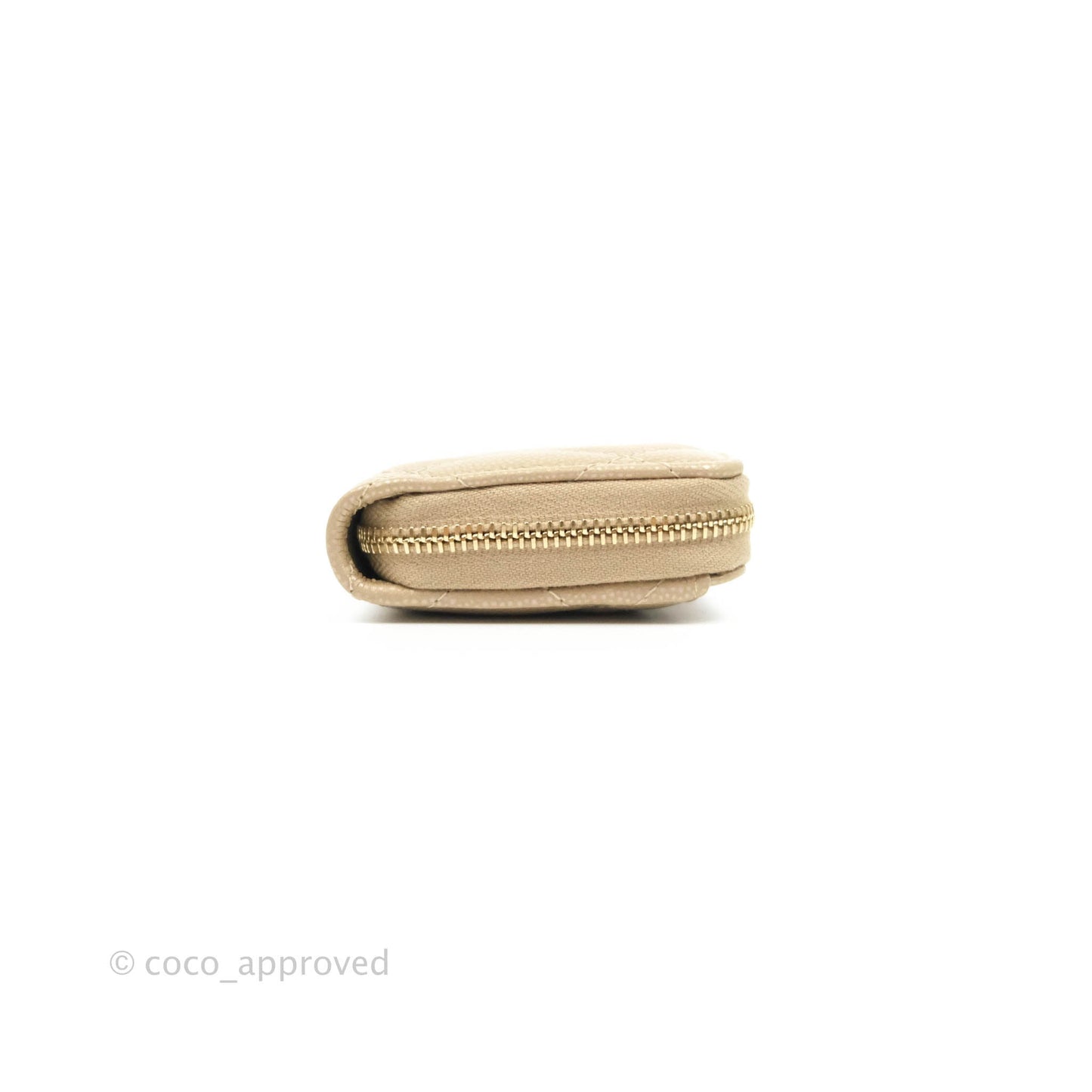 Chanel Classic Zipped Coin Purse Iridescent Beige Caviar Gold Hardware 21S
