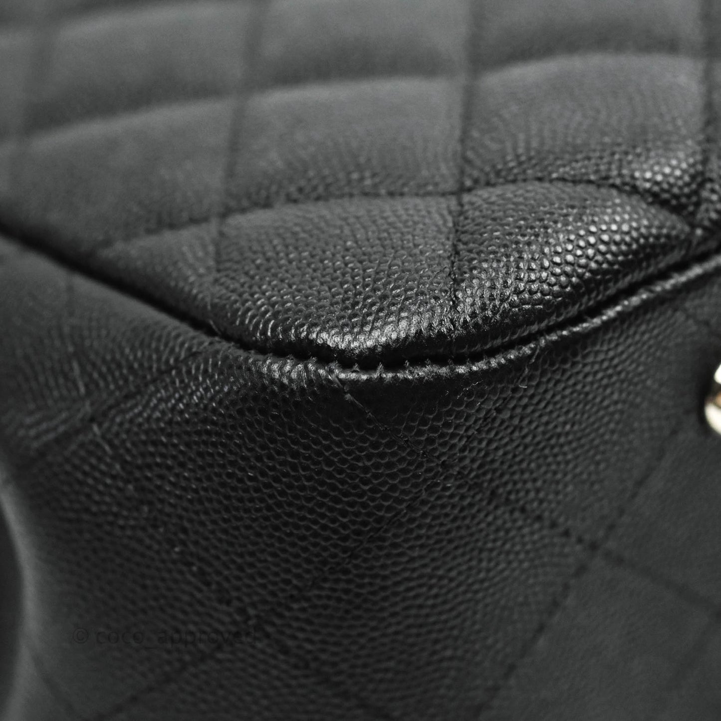 Chanel Classic Quilted Black Caviar Shopping Bag Silver Hardware