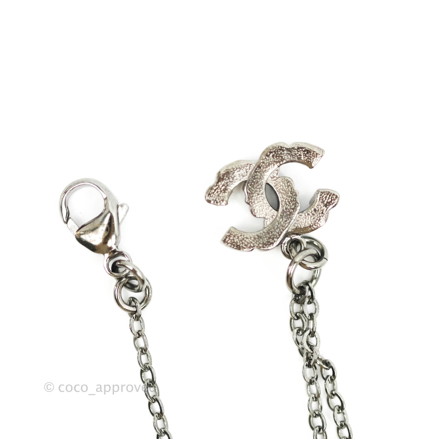 Chanel Crystal CC Necklace Gun Metal 17A