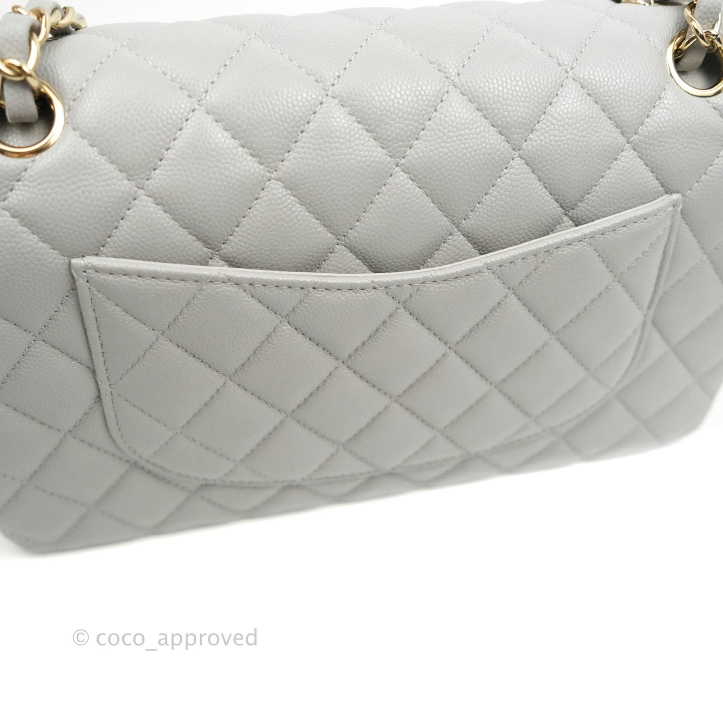 Chanel Classic M/L Medium Double Flap Grey Caviar Gold Hardware