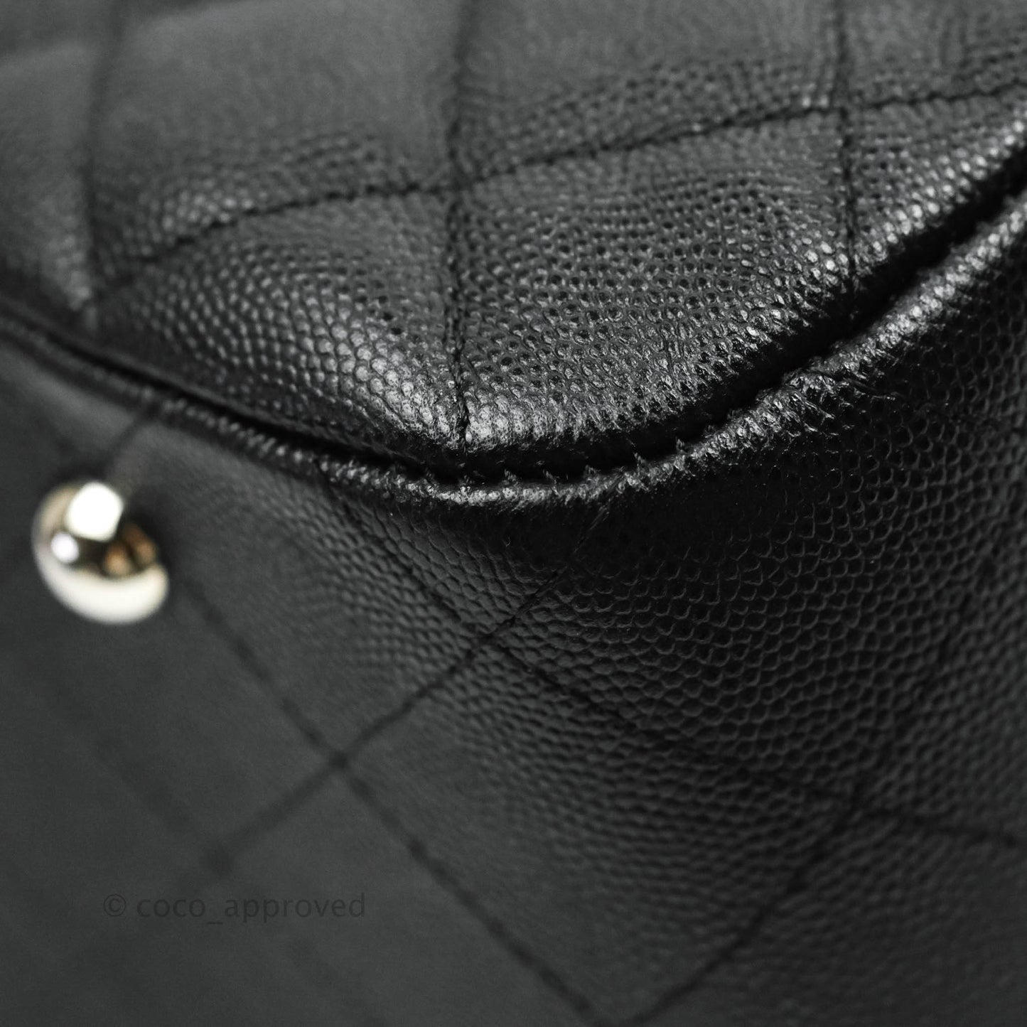 Chanel Classic Quilted Black Caviar Shopping Bag Silver Hardware