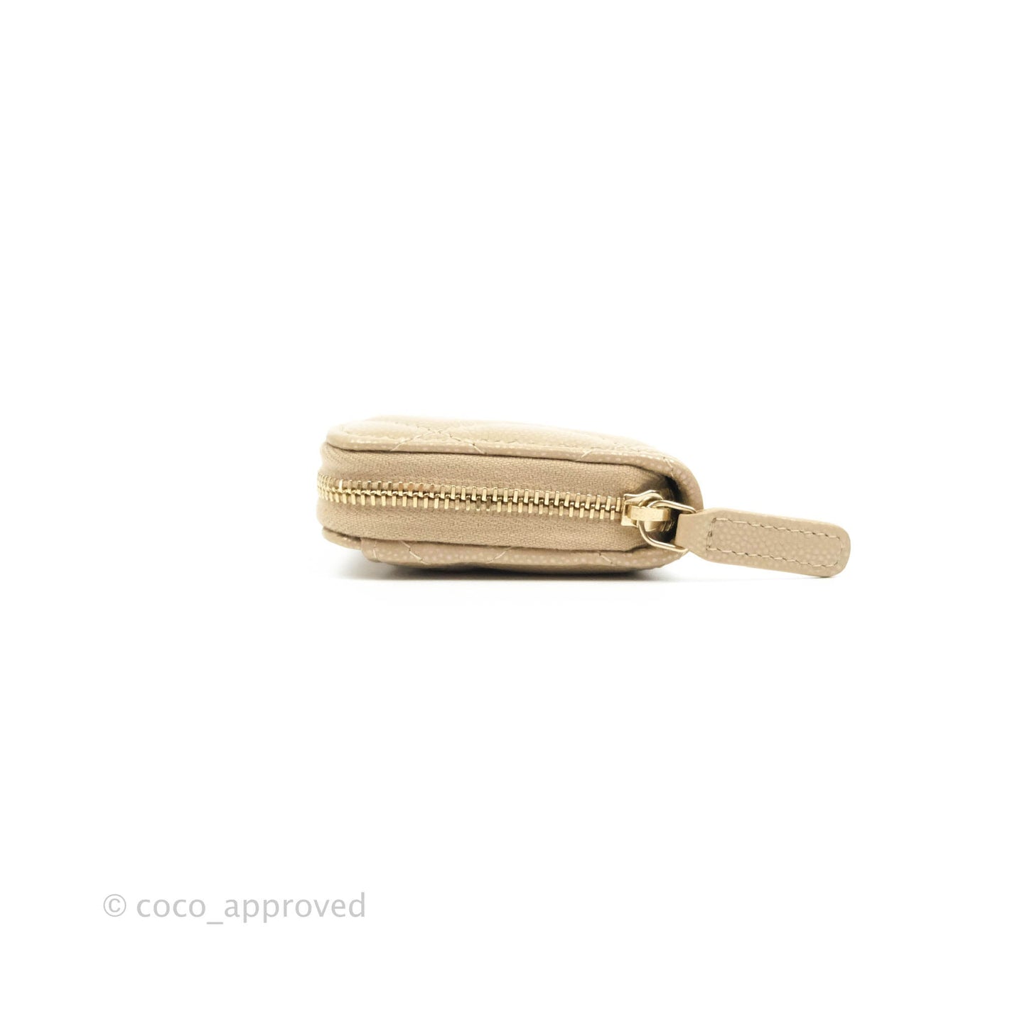 Chanel Classic Zipped Coin Purse Iridescent Beige Caviar Gold Hardware 21S