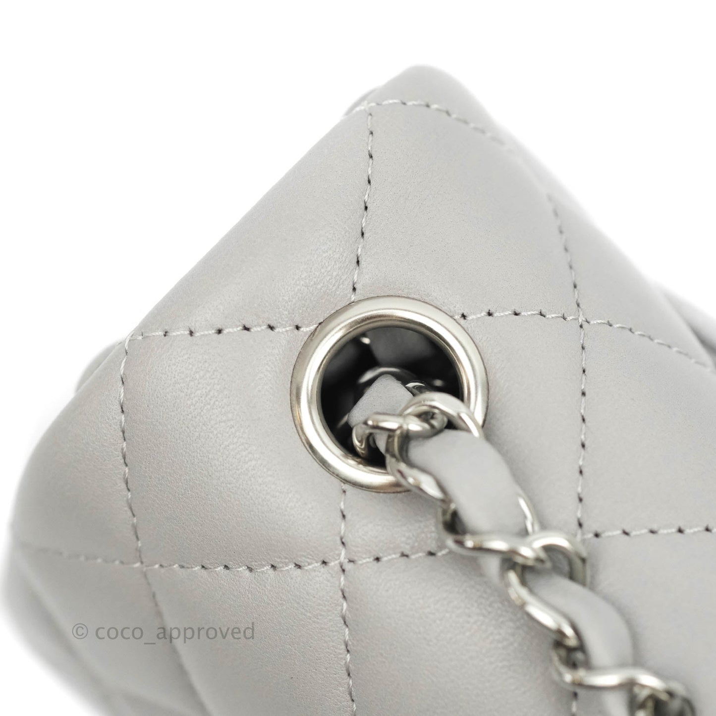 Chanel Quilted Mini Rectangular Grey Lambskin Silver Hardware 21B