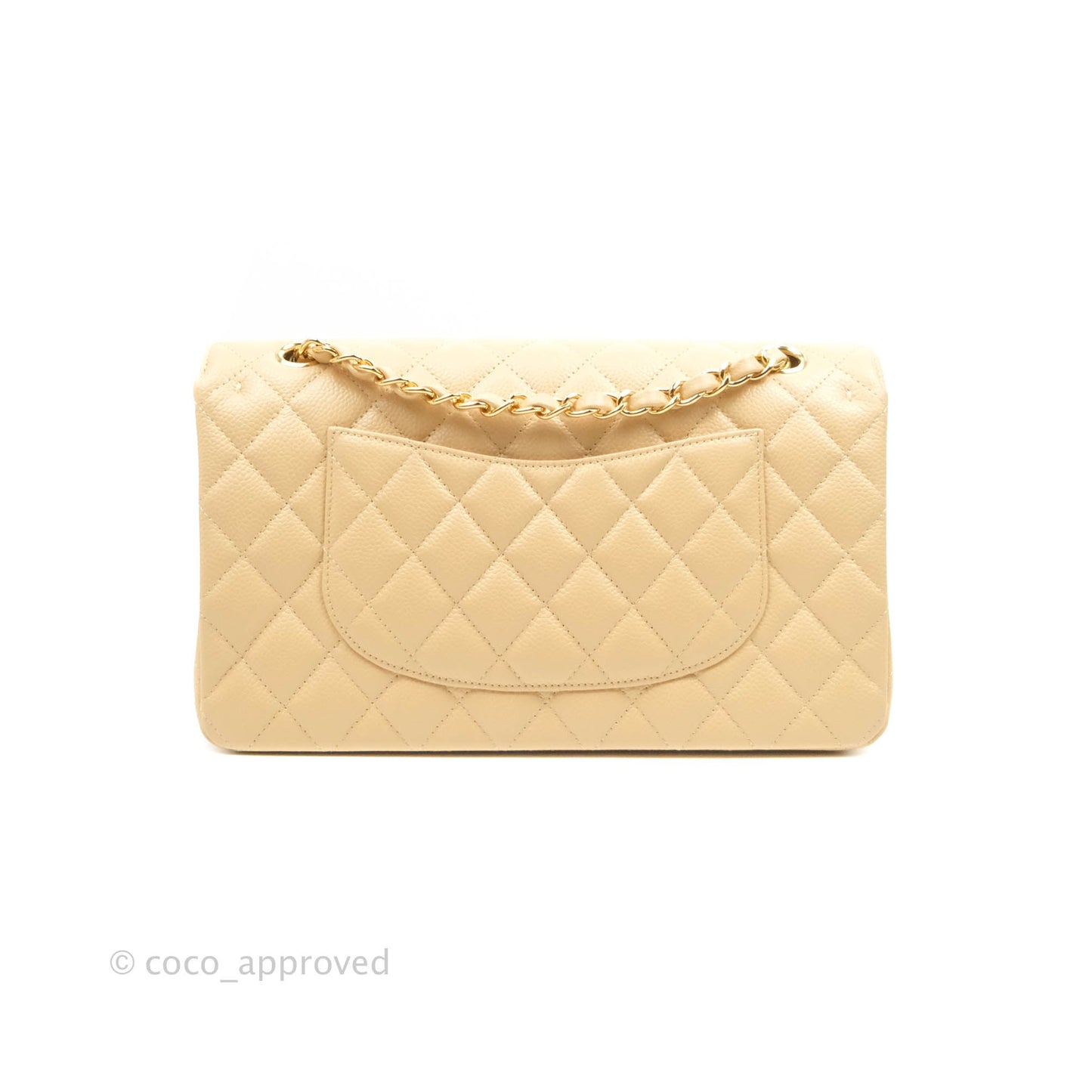 Chanel Classic M/L Medium Double Flap Beige Caviar Gold Hardware