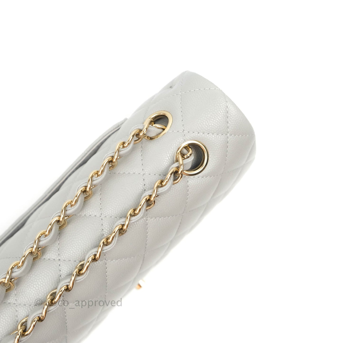 Chanel Classic M/L Medium Double Flap Grey Caviar Gold Hardware