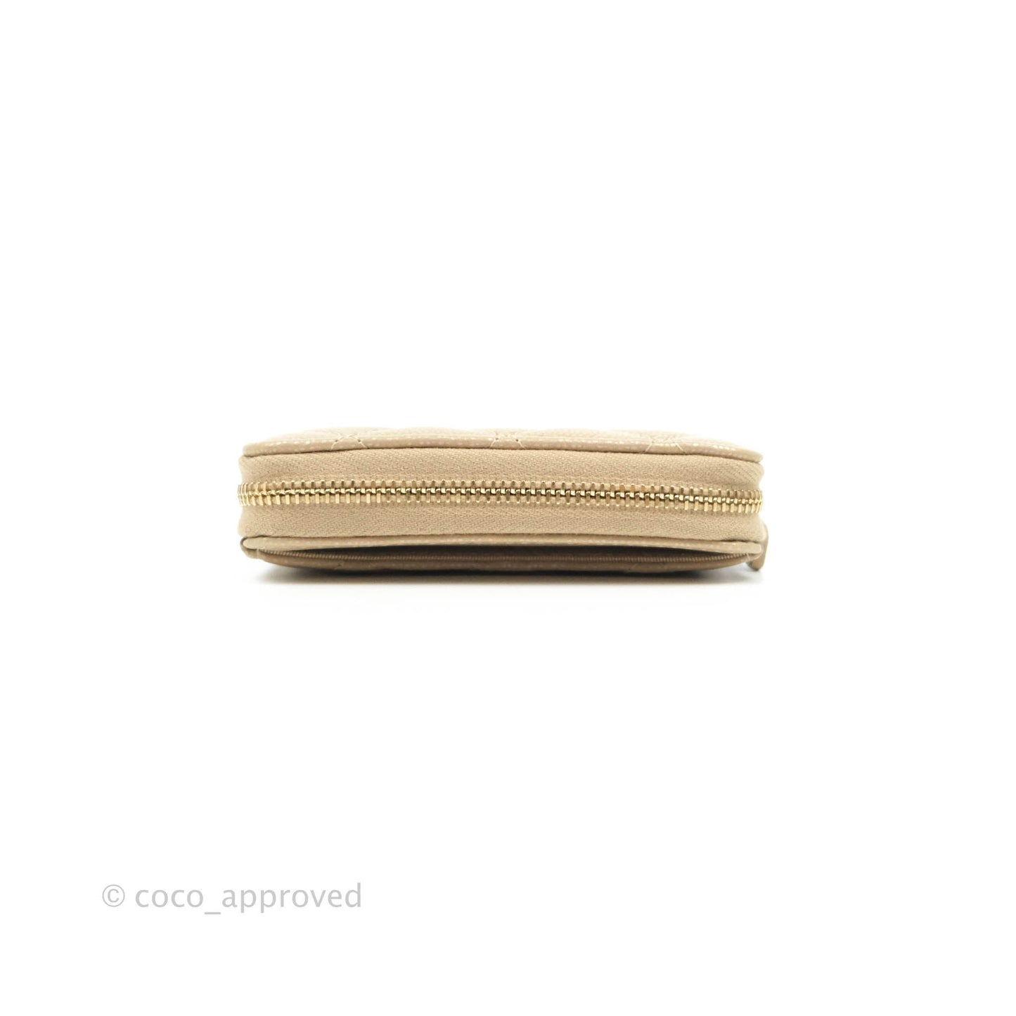 Chanel Classic Zipped Coin Purse Iridescent Beige Caviar Gold Hardware 21S