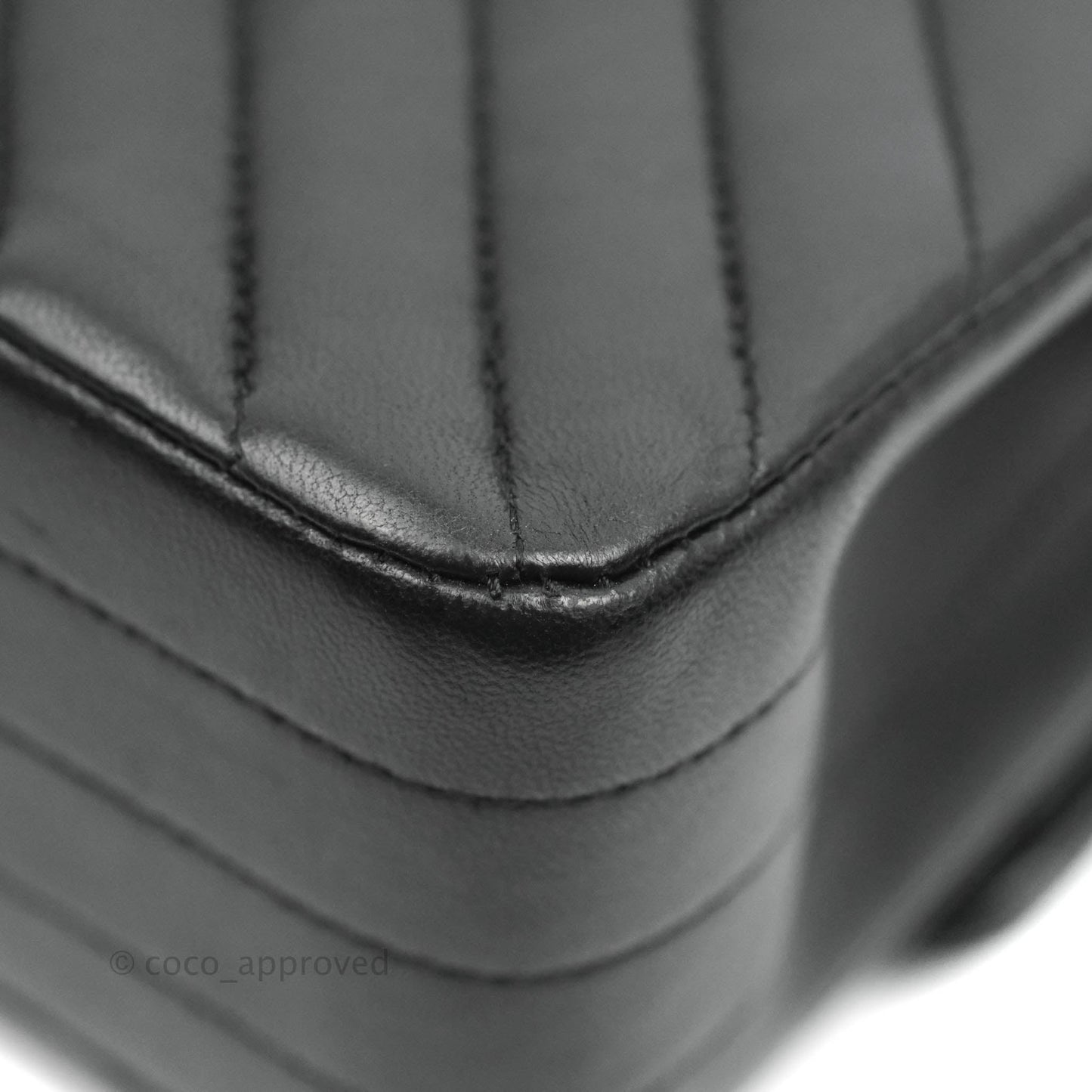 Chanel Classic Chevron M/L Medium Double Flap So Black Lambskin