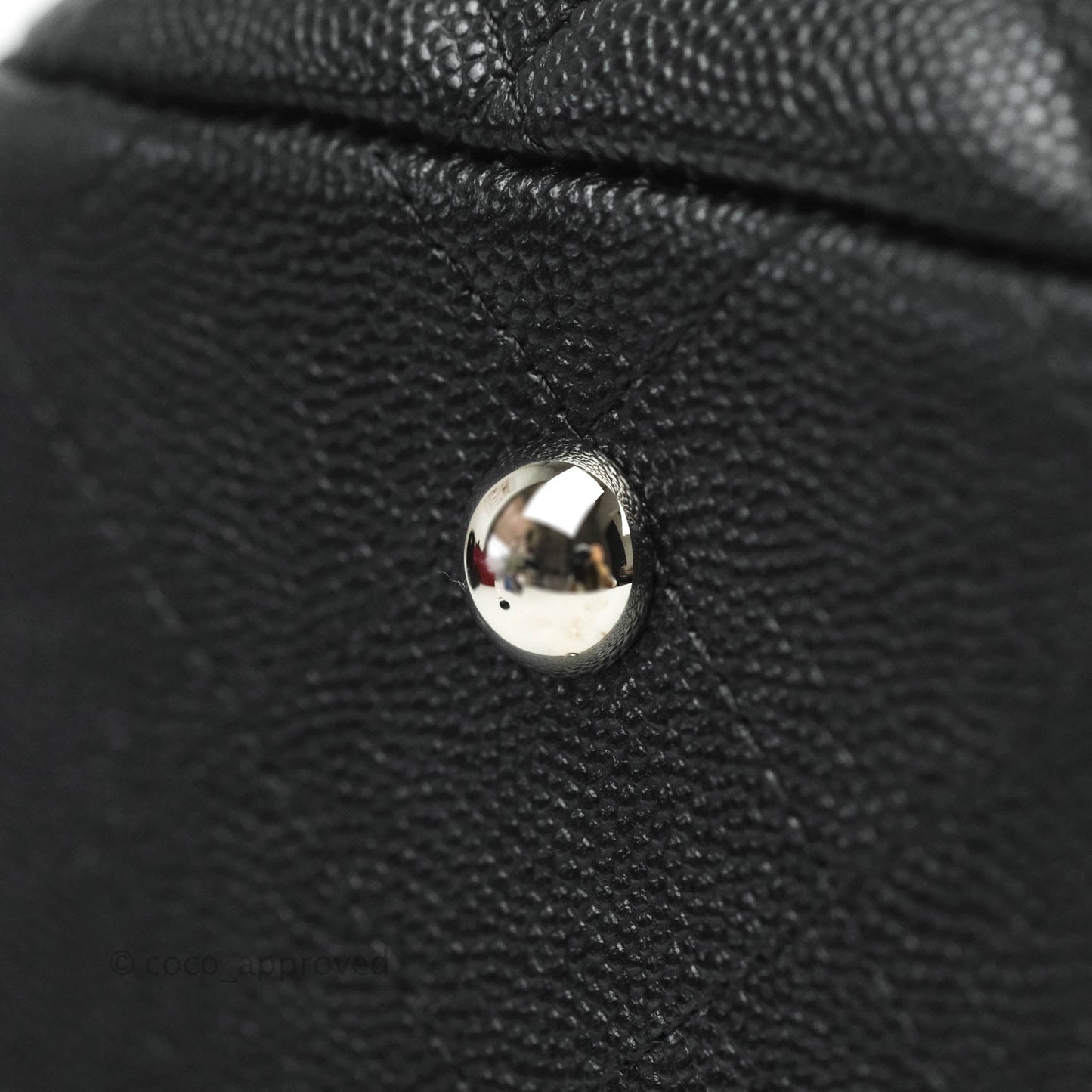 Chanel Classic Quilted Black Caviar Shopping Bag Silver Hardware