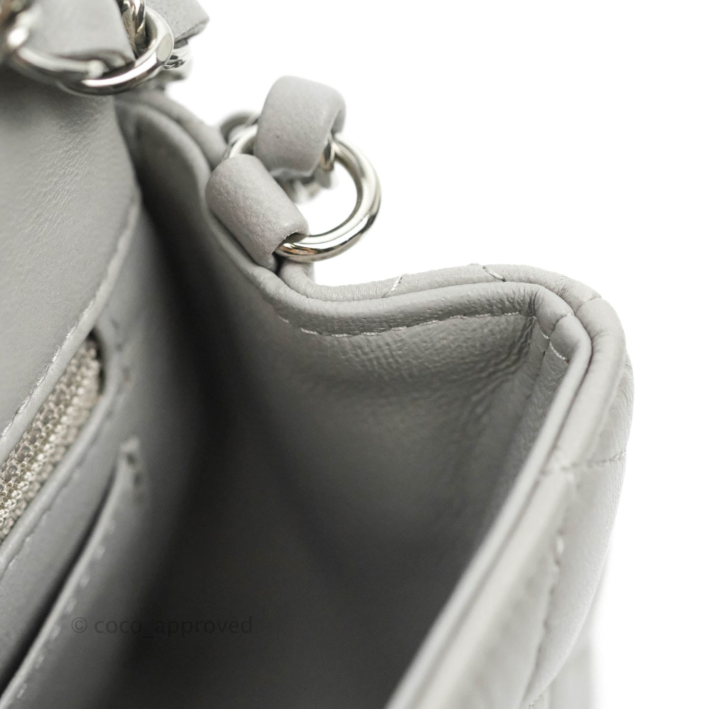 Chanel Quilted Mini Rectangular Grey Lambskin Silver Hardware 21B