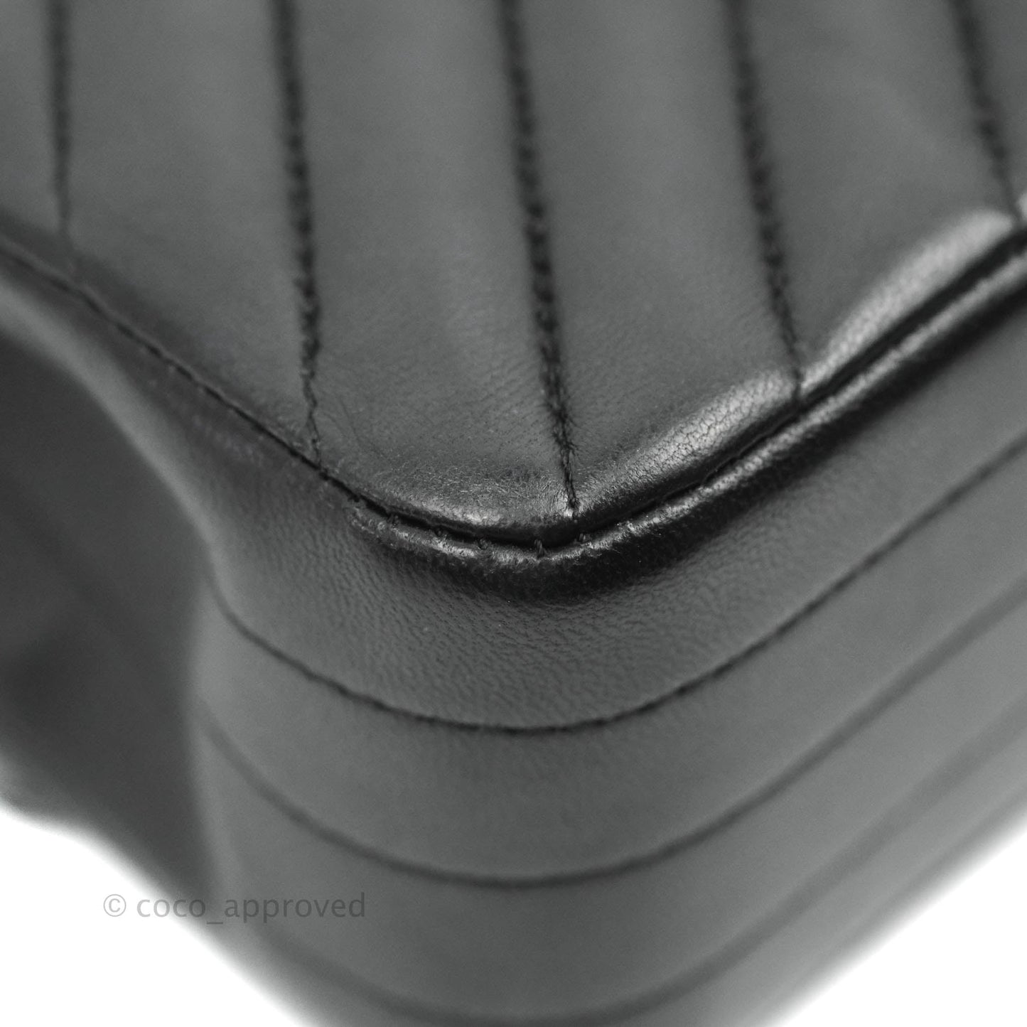 Chanel Classic Chevron M/L Medium Double Flap So Black Lambskin