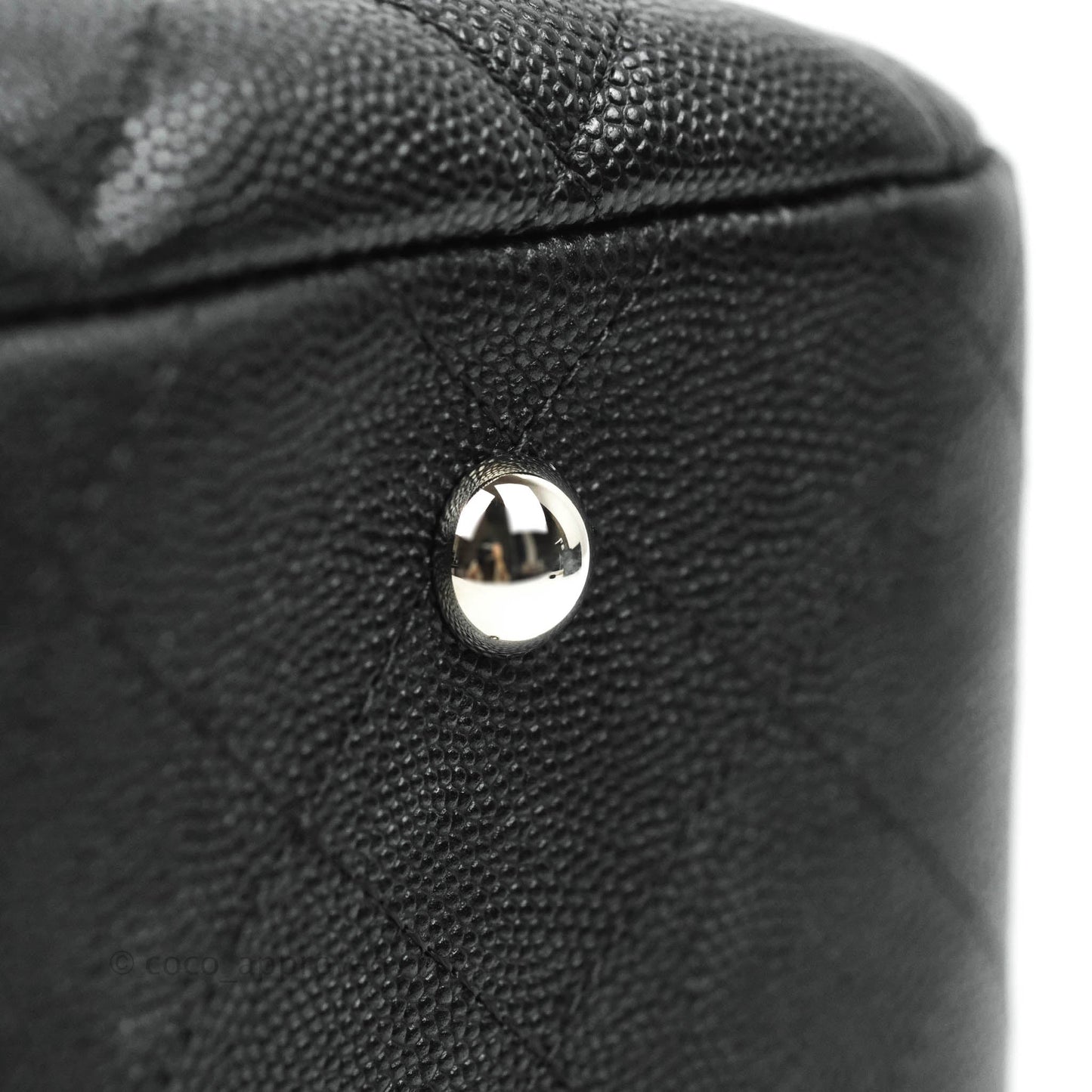 Chanel Classic Quilted Black Caviar Shopping Bag Silver Hardware