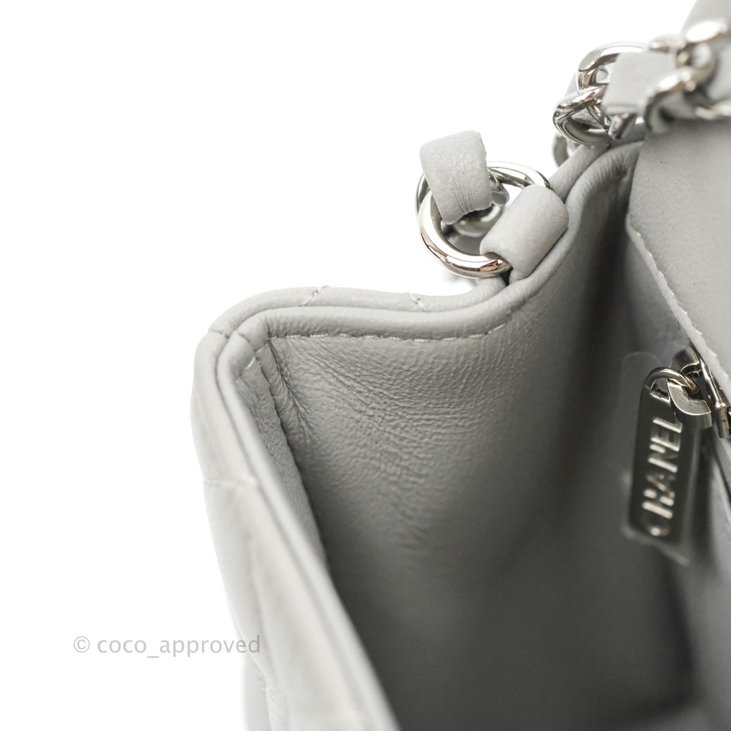 Chanel Quilted Mini Rectangular Grey Lambskin Silver Hardware 21B