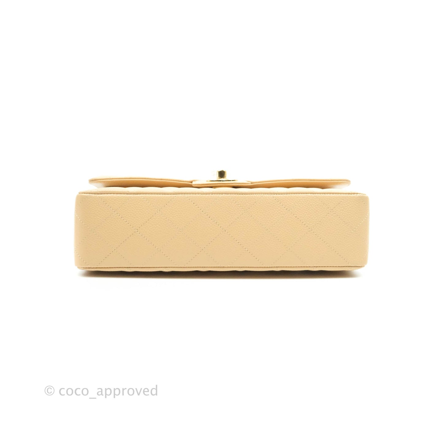 Chanel Classic M/L Medium Double Flap Beige Caviar Gold Hardware