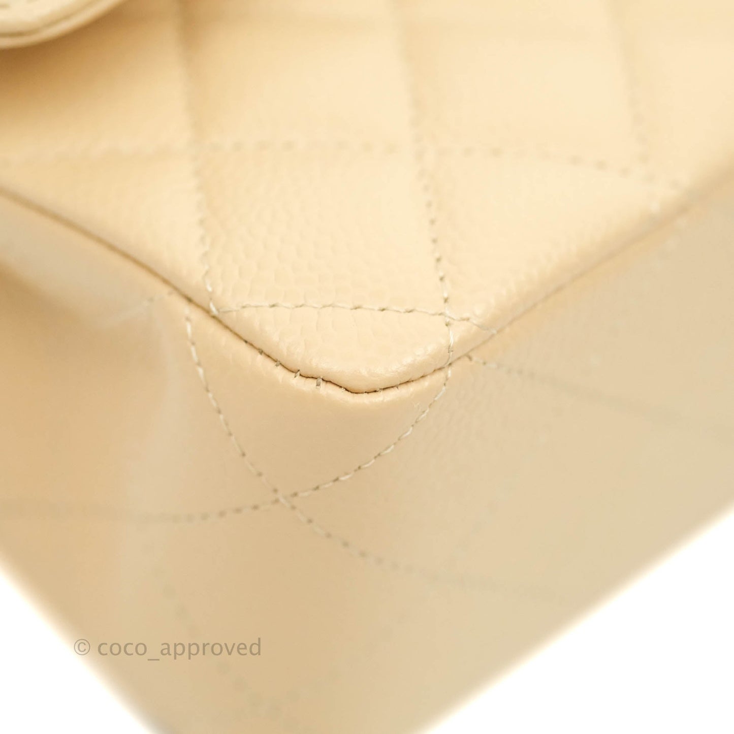 Chanel Classic M/L Medium Double Flap Beige Caviar Gold Hardware