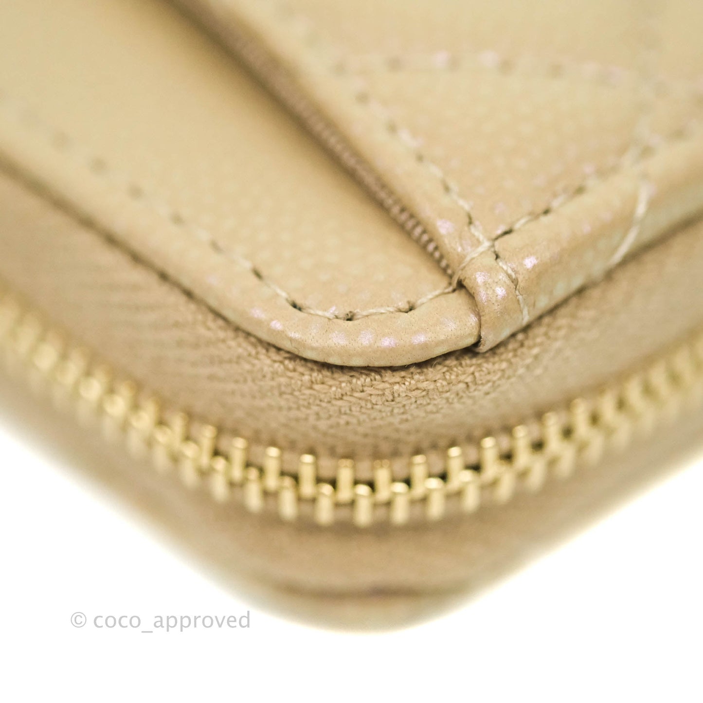 Chanel Classic Zipped Coin Purse Iridescent Beige Caviar Gold Hardware 21S
