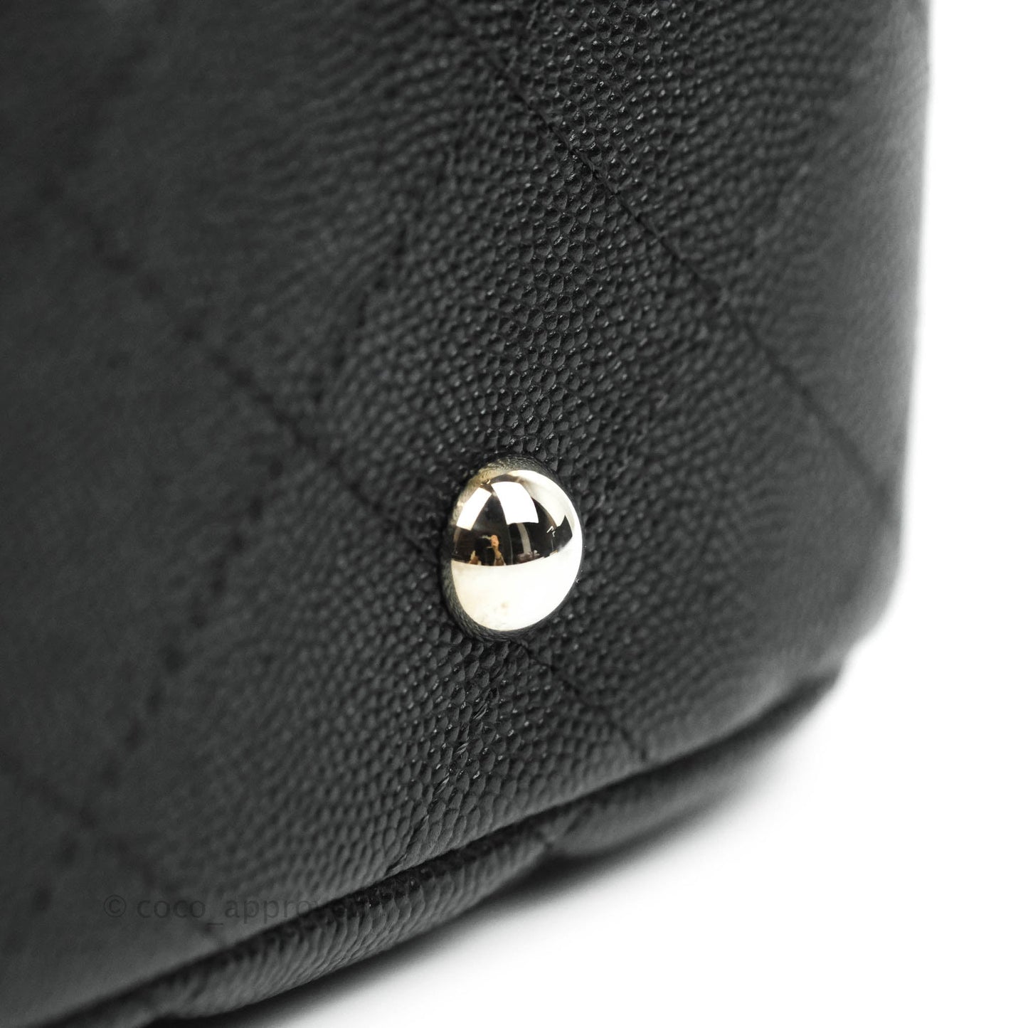 Chanel Classic Quilted Black Caviar Shopping Bag Silver Hardware