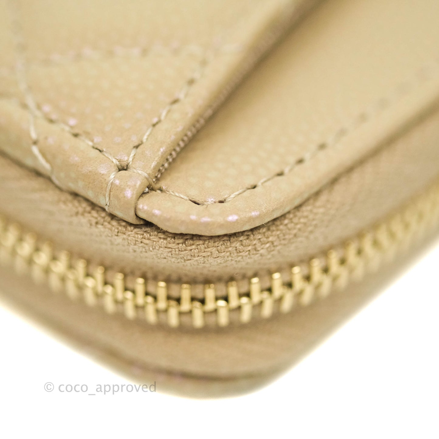 Chanel Classic Zipped Coin Purse Iridescent Beige Caviar Gold Hardware 21S