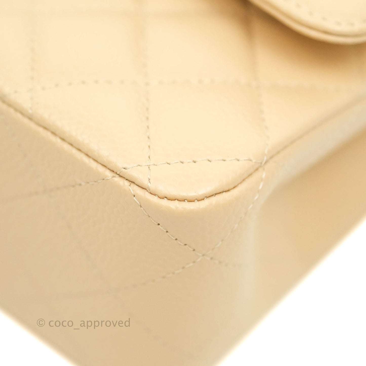 Chanel Classic M/L Medium Double Flap Beige Caviar Gold Hardware