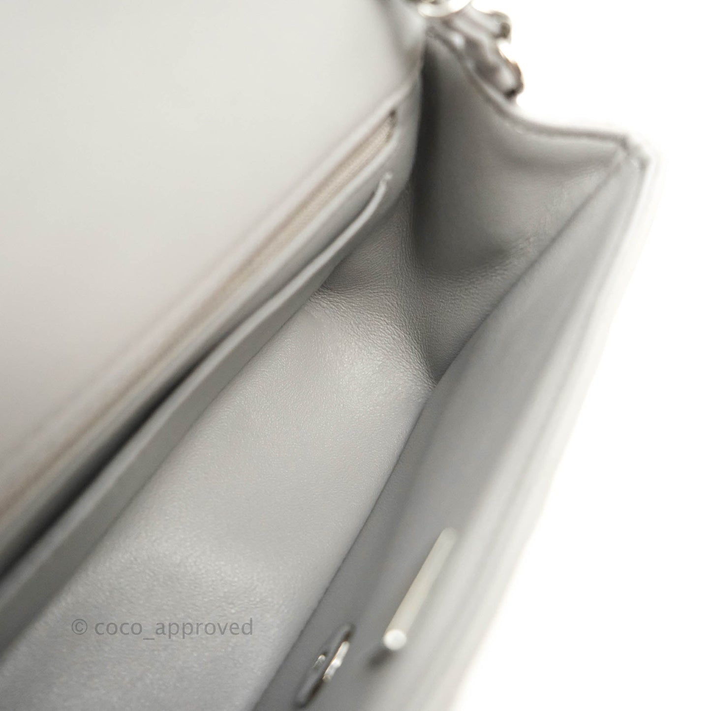 Chanel Quilted Mini Rectangular Grey Lambskin Silver Hardware 21B