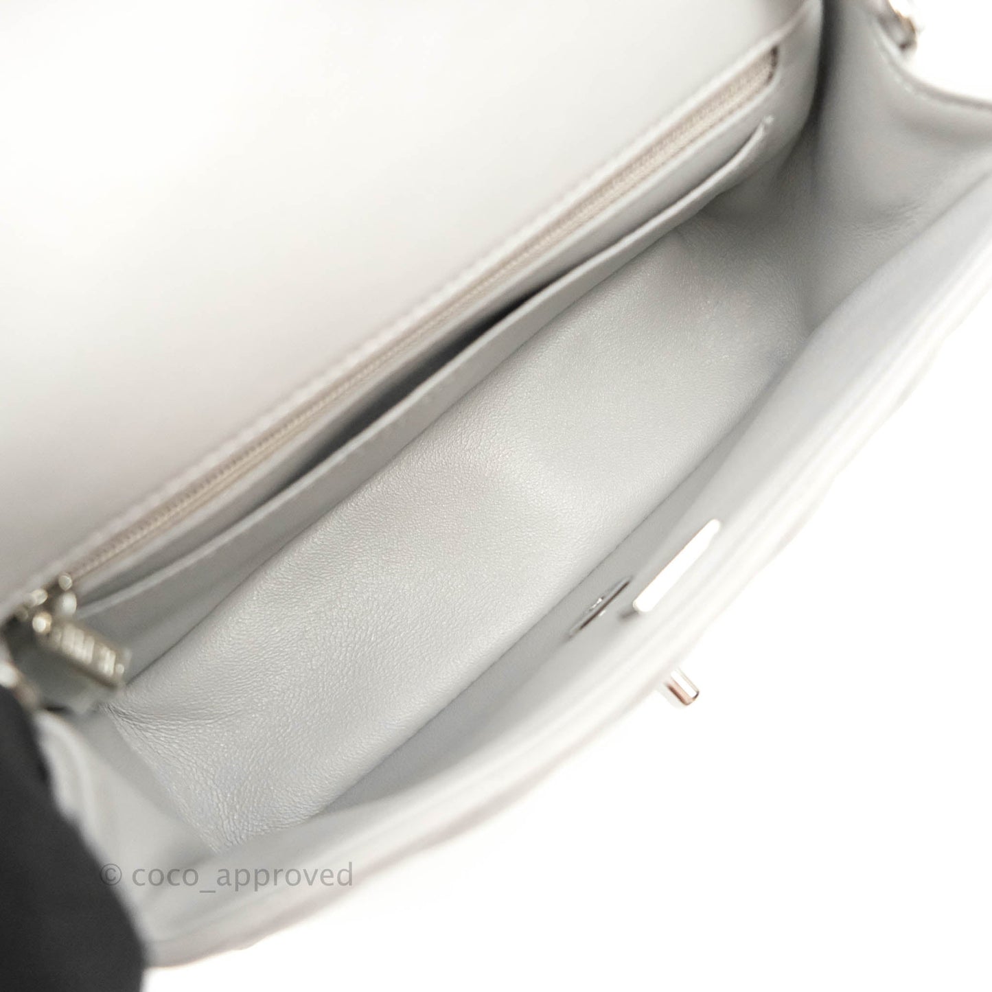 Chanel Quilted Mini Rectangular Grey Lambskin Silver Hardware 21B
