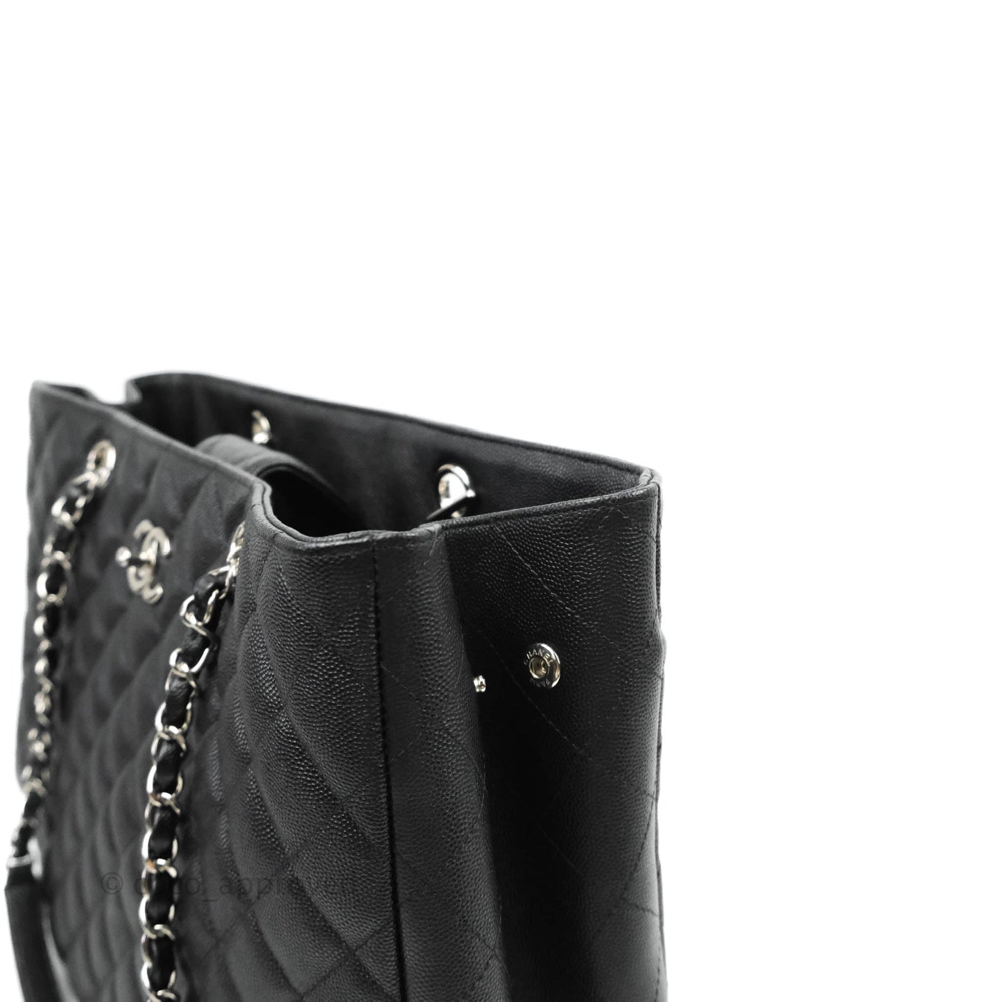 Chanel Classic Quilted Black Caviar Shopping Bag Silver Hardware