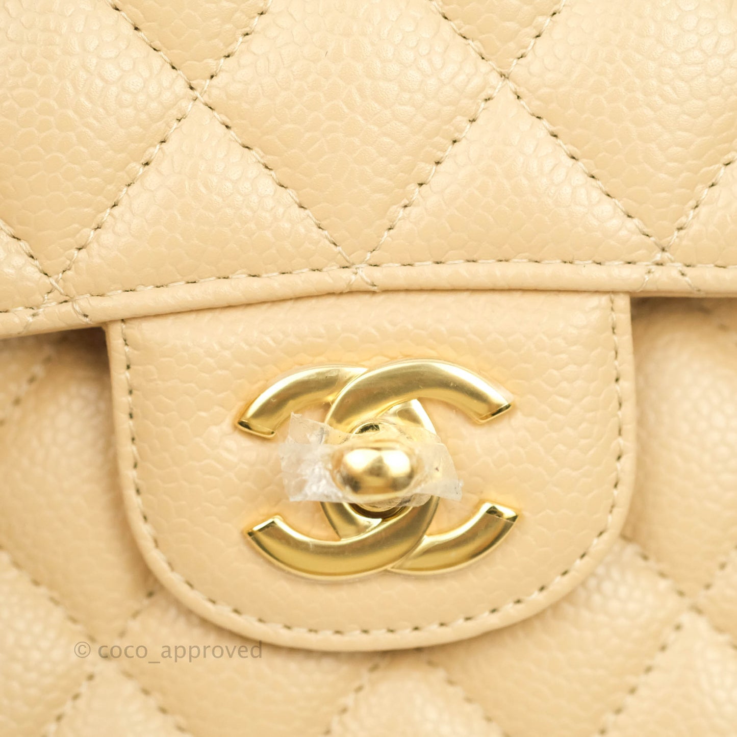 Chanel Classic M/L Medium Double Flap Beige Caviar Gold Hardware