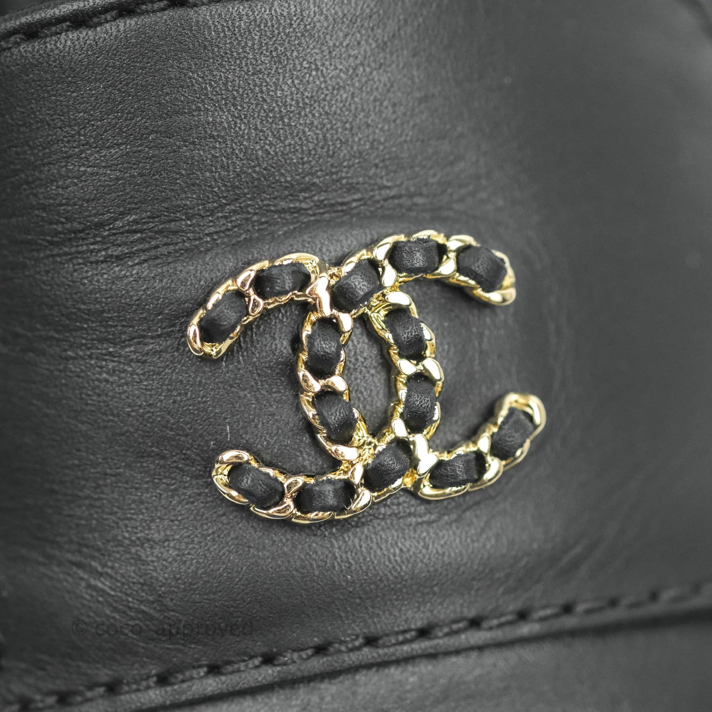 Chanel CC Black Leather Loafers Gold Hardware Size 36.5