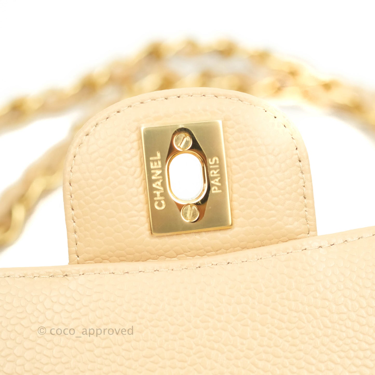 Chanel Classic M/L Medium Double Flap Beige Caviar Gold Hardware