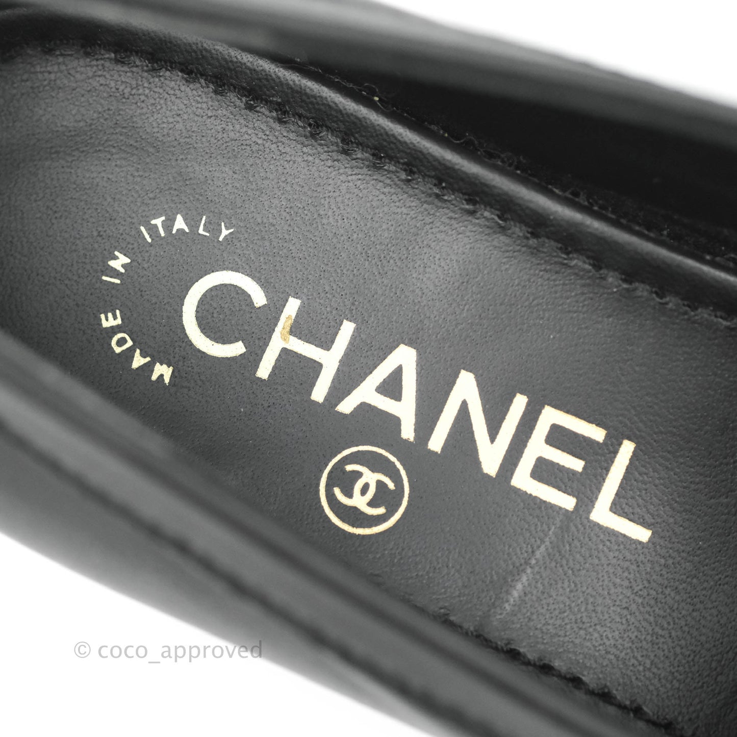 Chanel CC Black Leather Loafers Gold Hardware Size 36.5