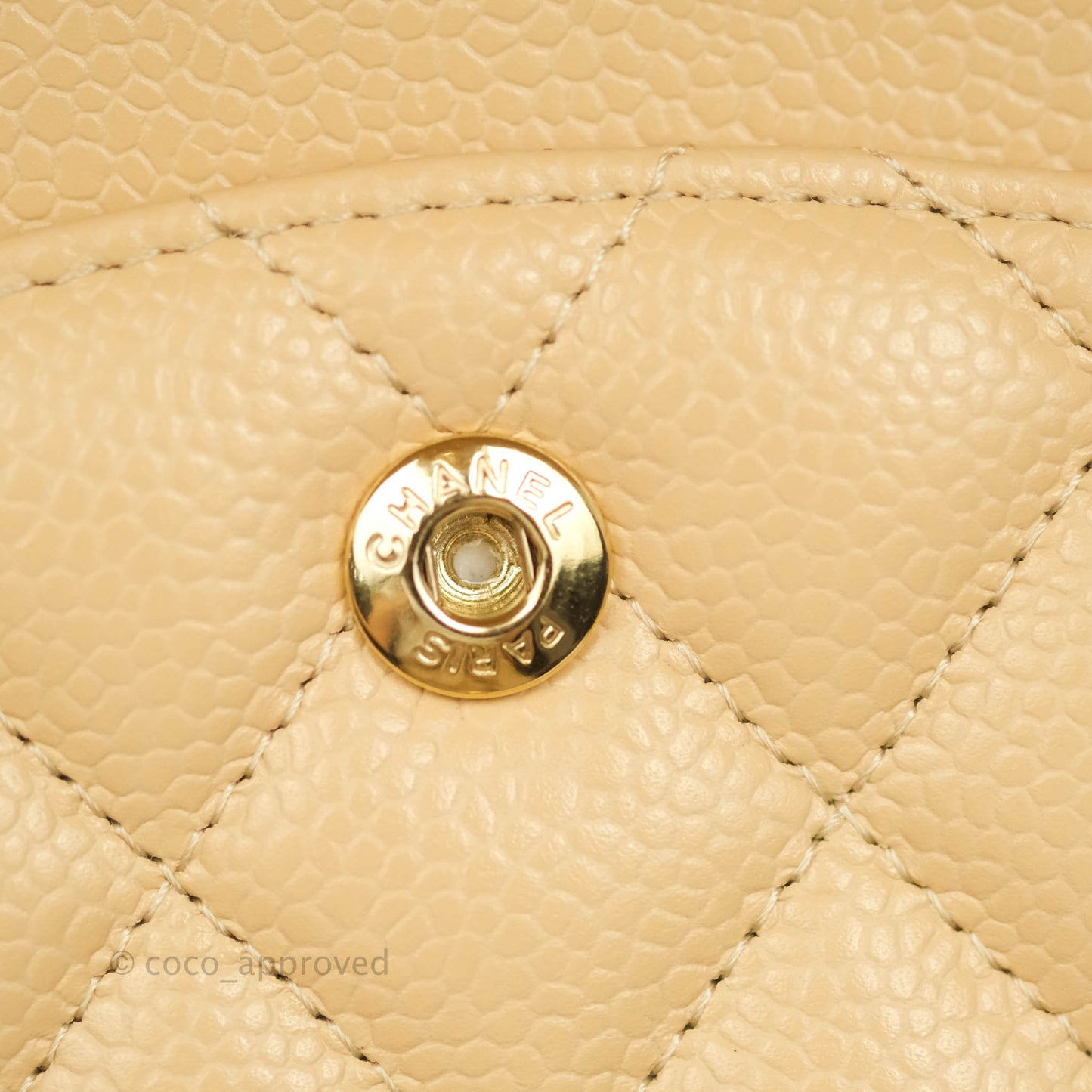Chanel Classic M/L Medium Double Flap Beige Caviar Gold Hardware